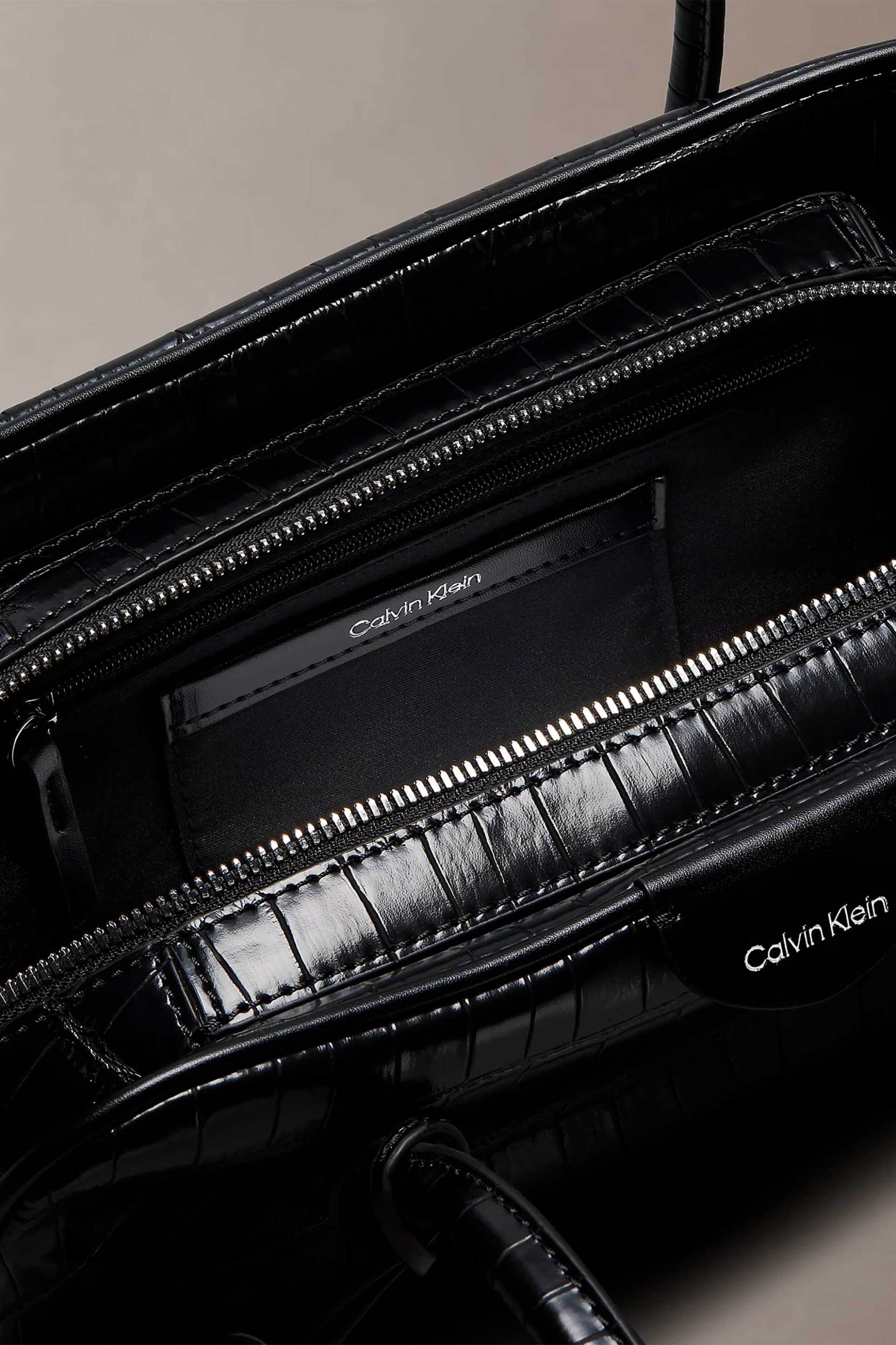 CALVIN KLEIN JEANS Calvin Klein Jeans γυναικεία τσάντα ώμου croco με λογότυπο - LV04F3780G Μαύρο - 3