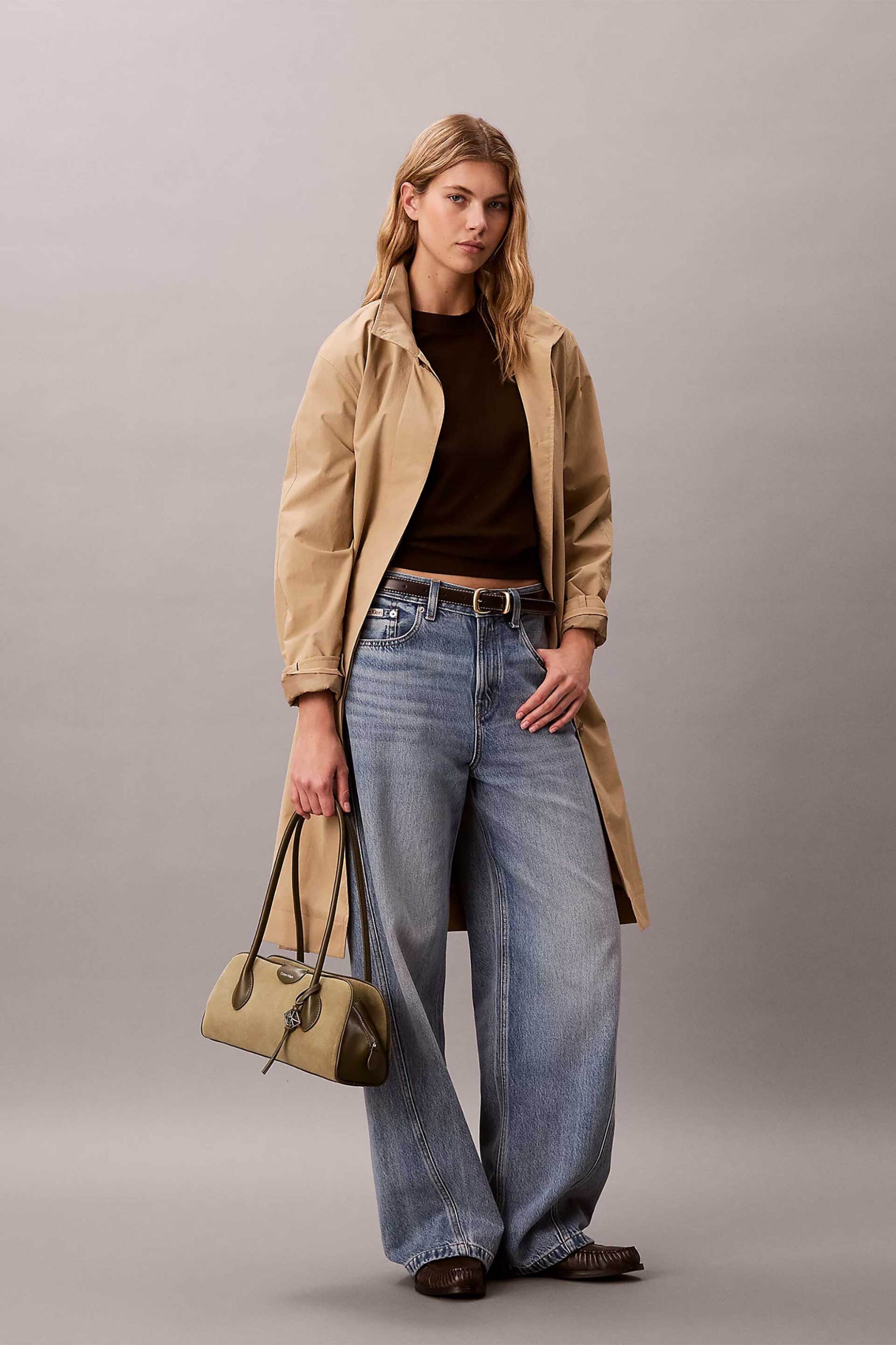 CALVIN KLEIN JEANS Calvin Klein Jeans γυναικεία suede τσάντα ώμου με λογότυπο - LV04F3888G Λαδί - 4
