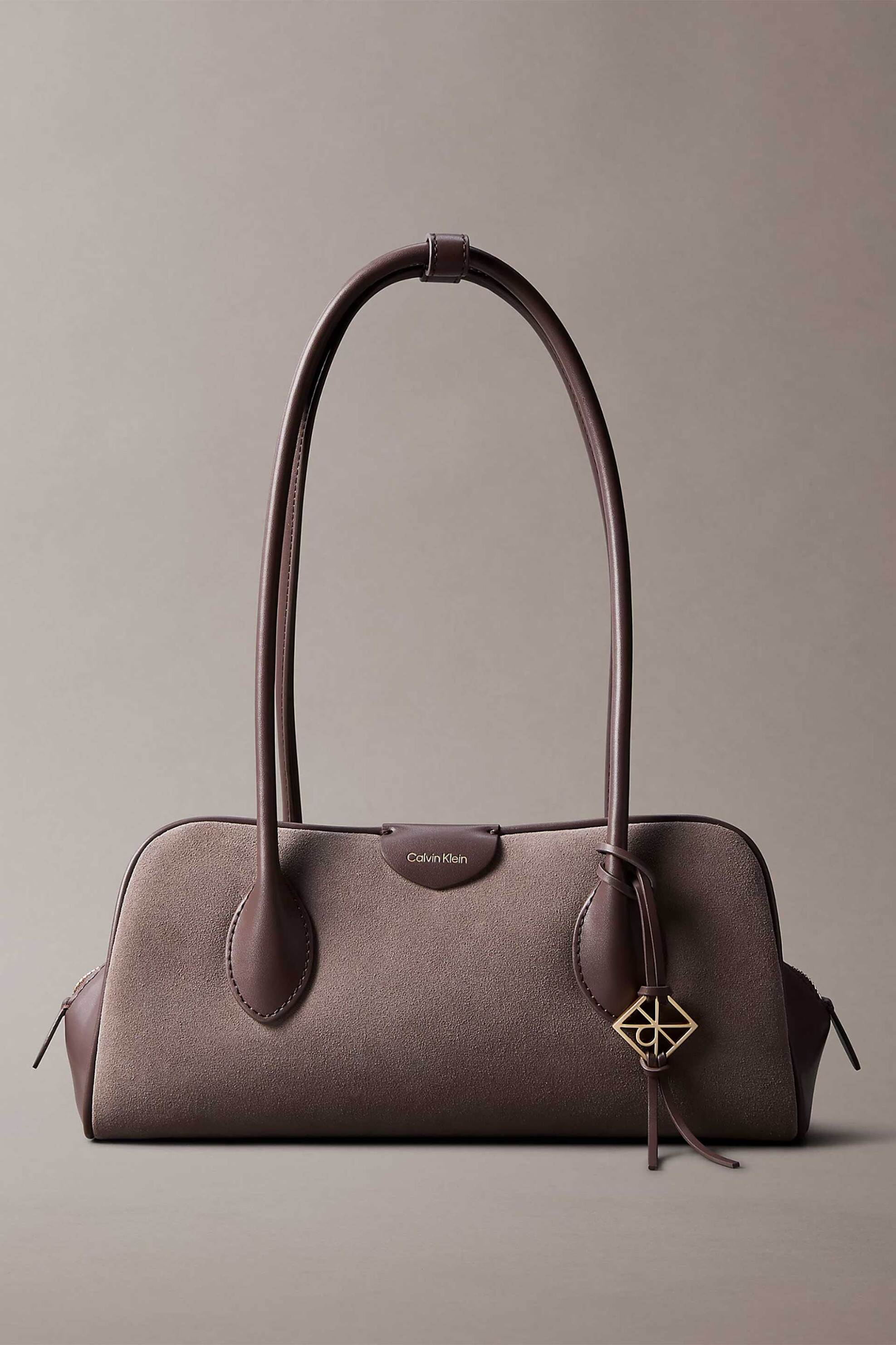 CALVIN KLEIN JEANS Calvin Klein Jeans γυναικεία suede τσάντα ώμου με λογότυπο - LV04F3888G Μπεζ