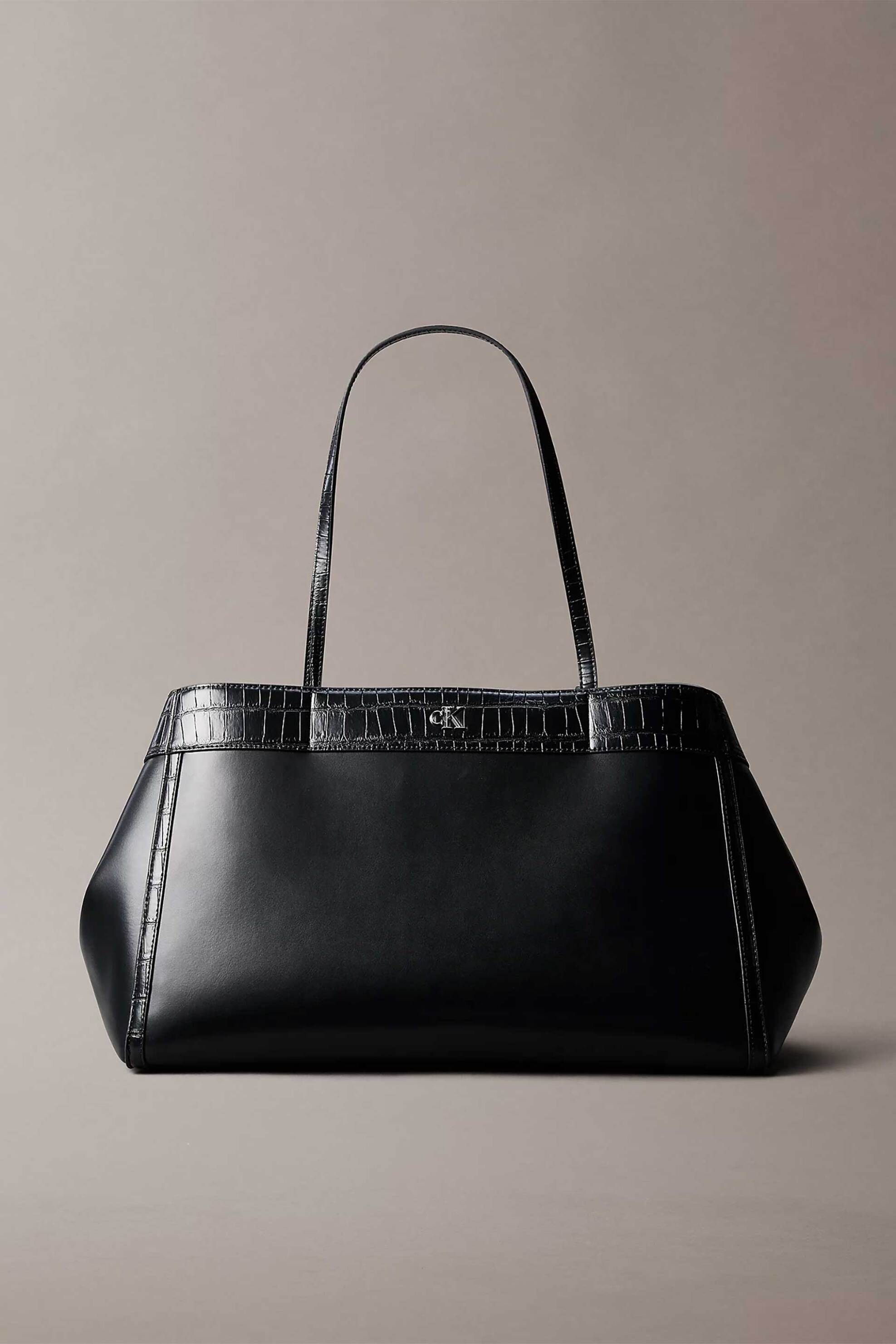 CALVIN KLEIN JEANS Calvin Klein Jeans γυναικεία τσάντα tote με μεταλλικό monogram και croco λεπτομέρειες (Large) - LV04F3904G Μαύρο