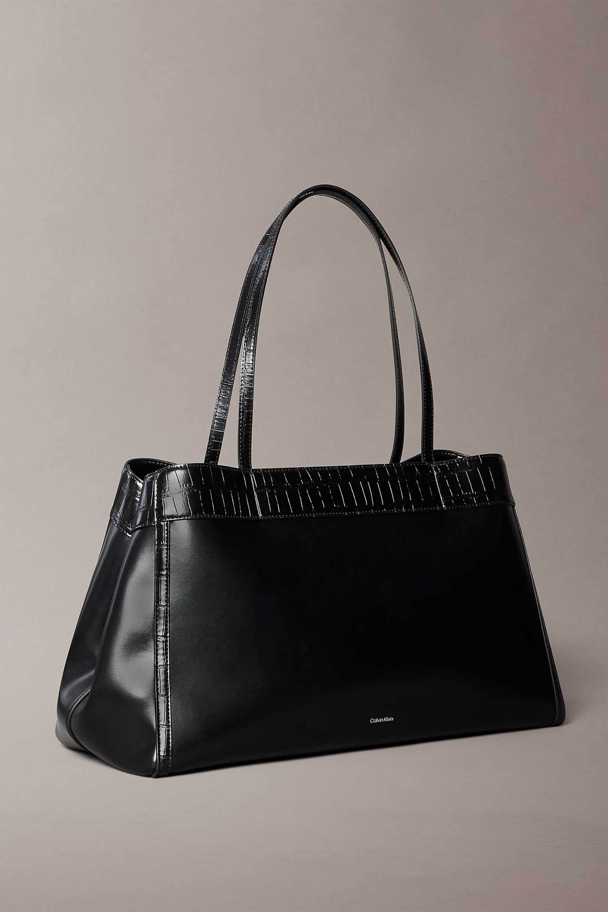 CALVIN KLEIN JEANS Calvin Klein Jeans γυναικεία τσάντα tote με μεταλλικό monogram και croco λεπτομέρειες (Large) - LV04F3904G Μαύρο - 2