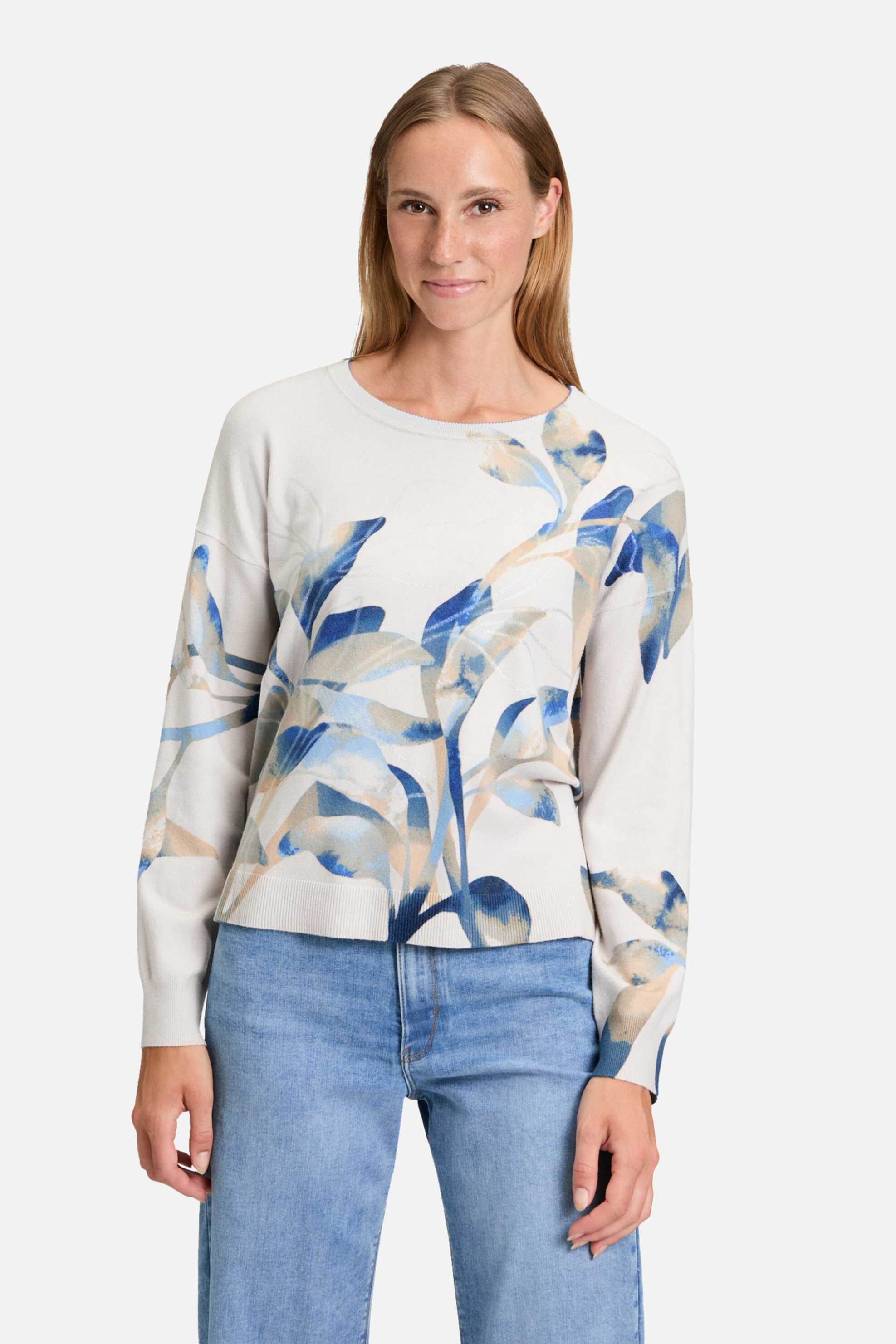 SO COSY So Cosy γυναικεία πλεκτή μπλούζα με floral print - 5188/8134 Εκρού