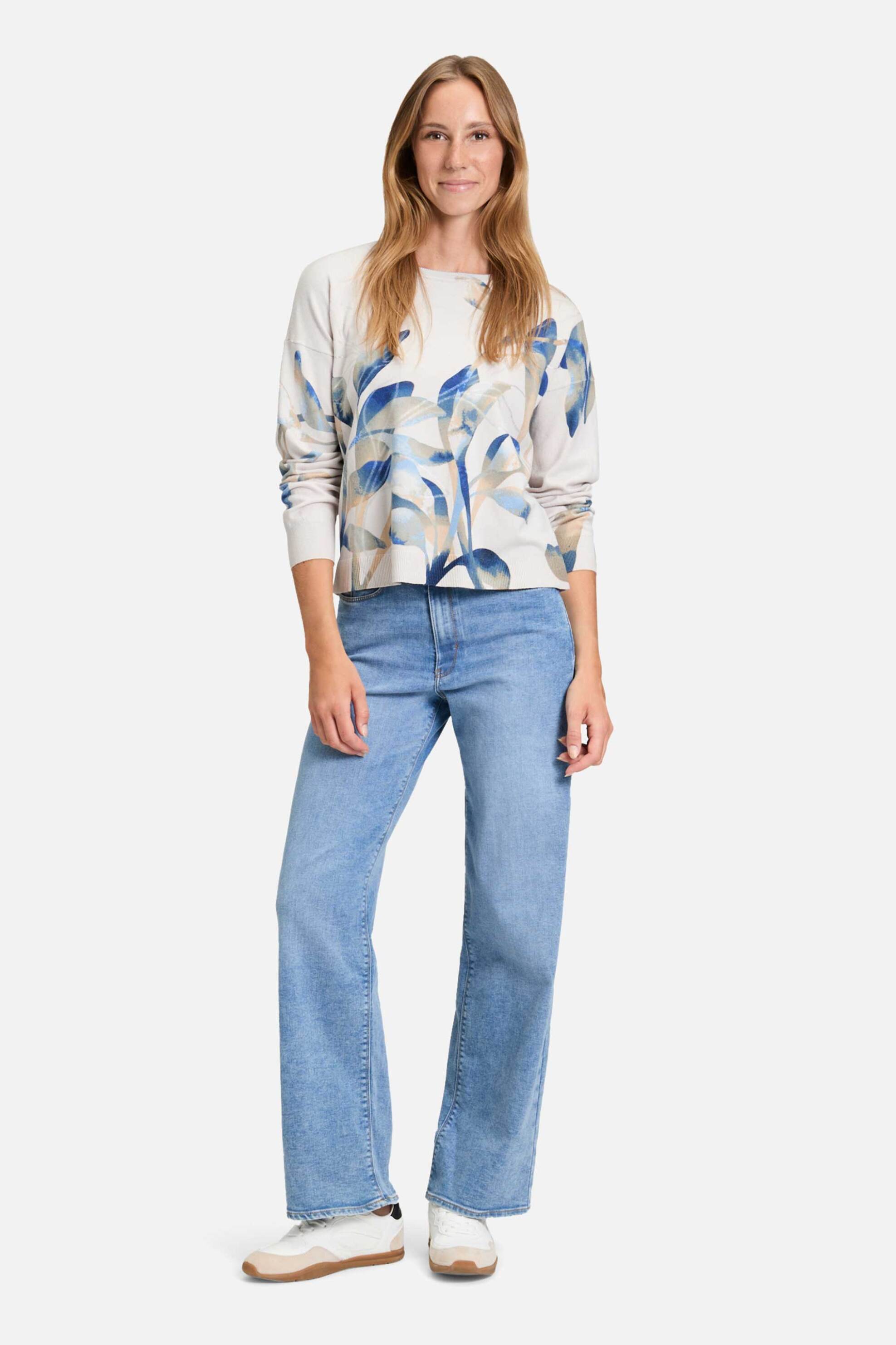 So Cosy γυναικεία πλεκτή μπλούζα με floral print - 5188/8134 Εκρού φωτογραφία