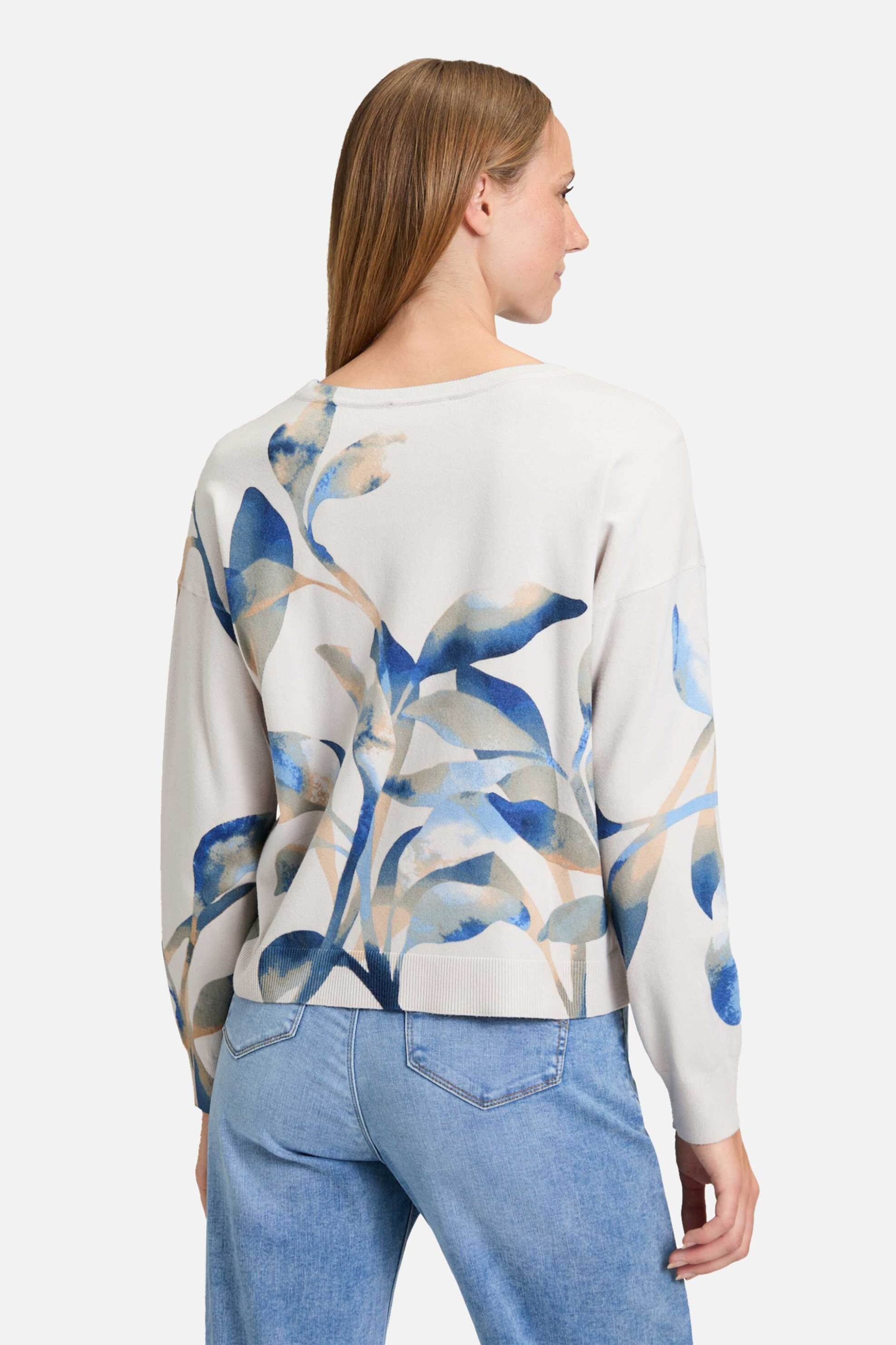 So Cosy γυναικεία πλεκτή μπλούζα με floral print - 5188/8134 Εκρού φωτογραφία