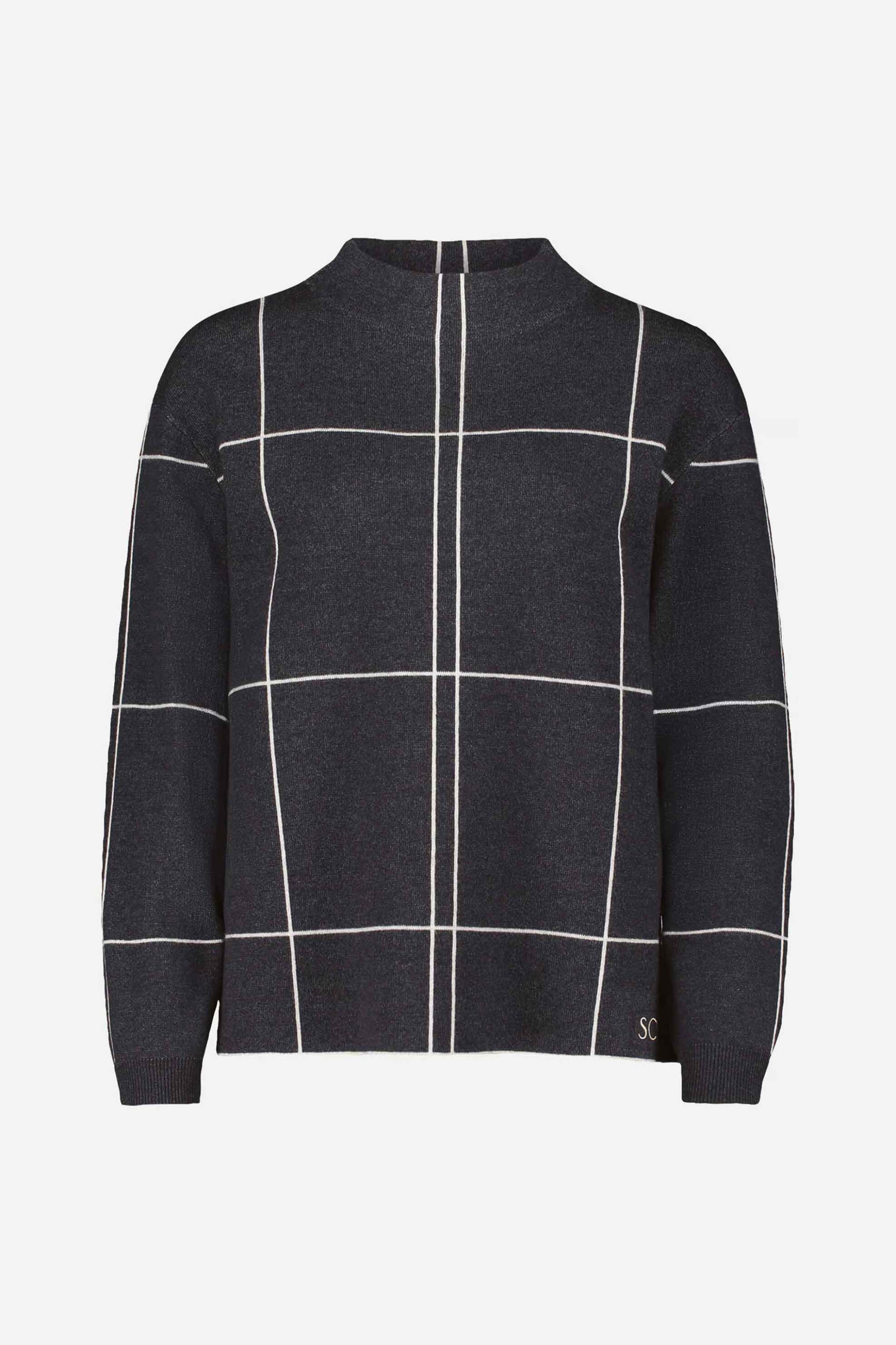 So Cosy γυναικεία πλεκτή μπλούζα με καρό σχέδιο - 5194/8026 Ανθρακί φωτογραφία