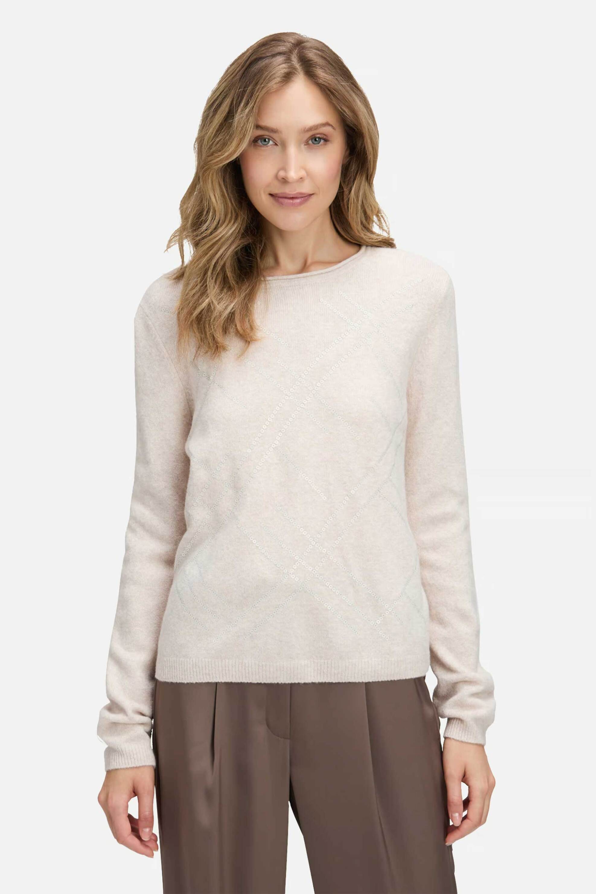 SO COSY So Cosy γυναικεία πλεκτή μπλούζα με παγιέτα - 5214/8123 Μπεζ