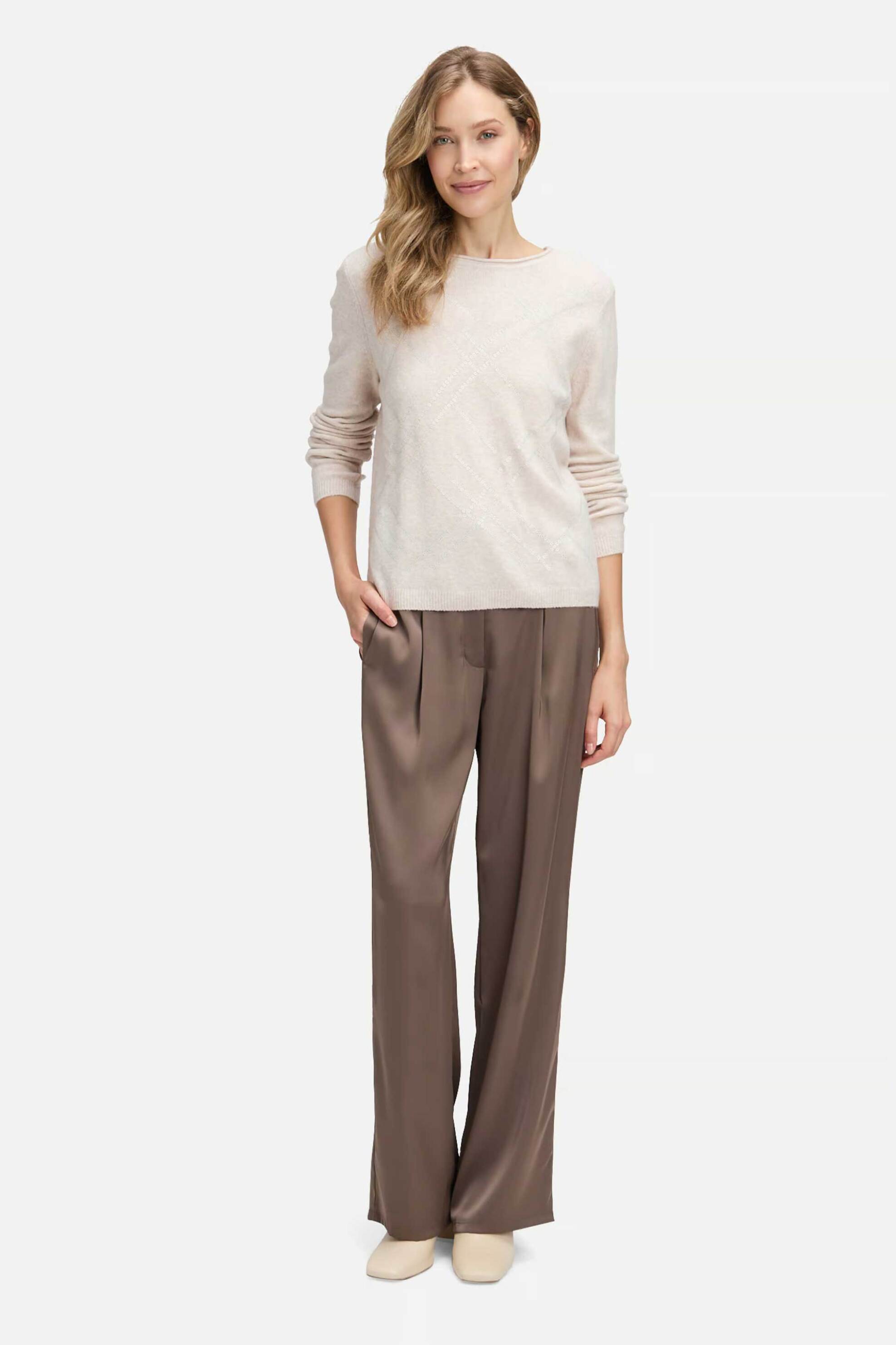 So Cosy γυναικεία πλεκτή μπλούζα με παγιέτα - 5214/8123 Μπεζ φωτογραφία