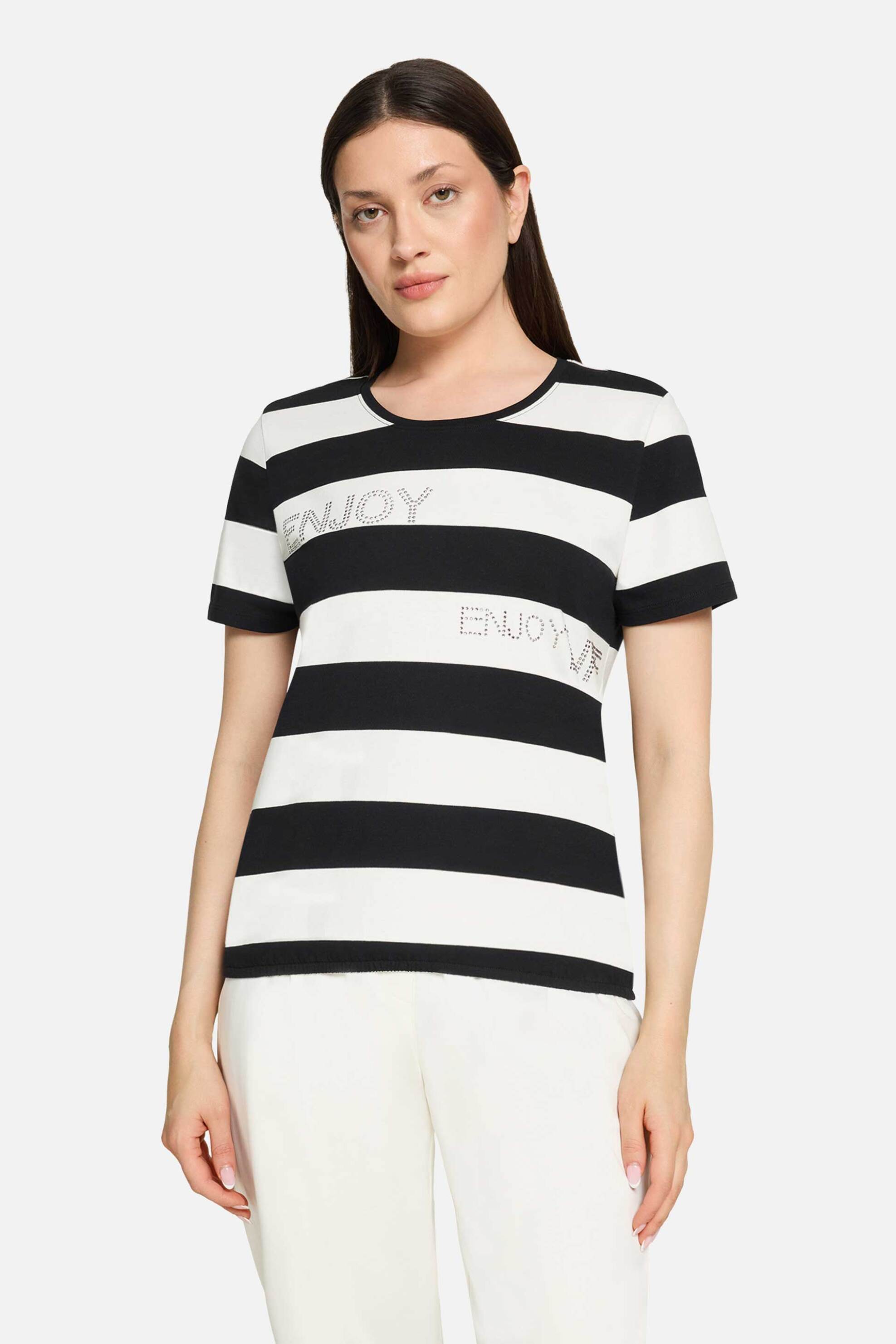 So Cosy γυναικείο T-shirt ριγέ με στρας - 2420/8540 Ασπρόμαυρο - SO COSY - 