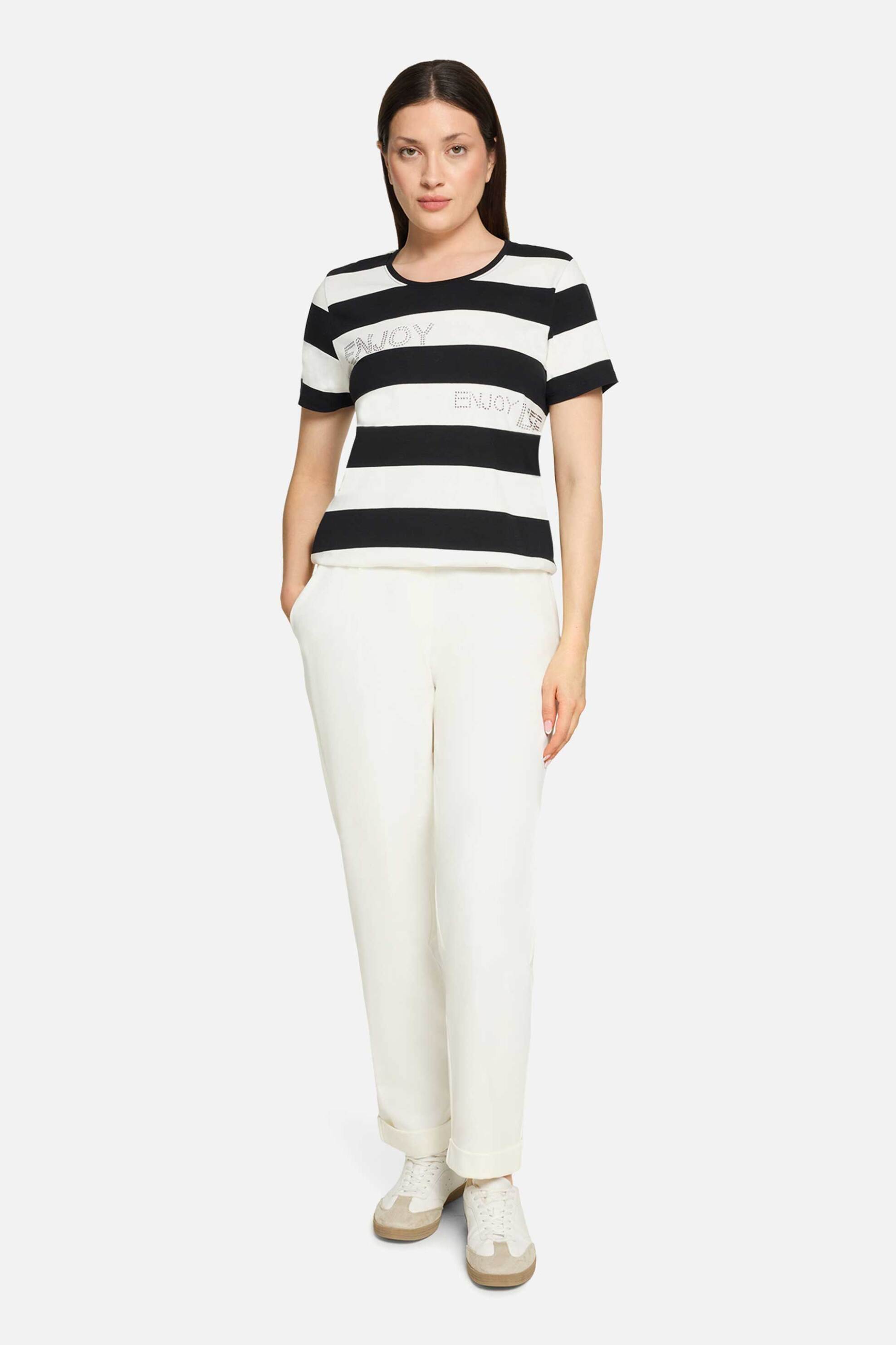 So Cosy γυναικείο T-shirt ριγέ με στρας - 2420/8540 Ασπρόμαυρο φωτογραφία