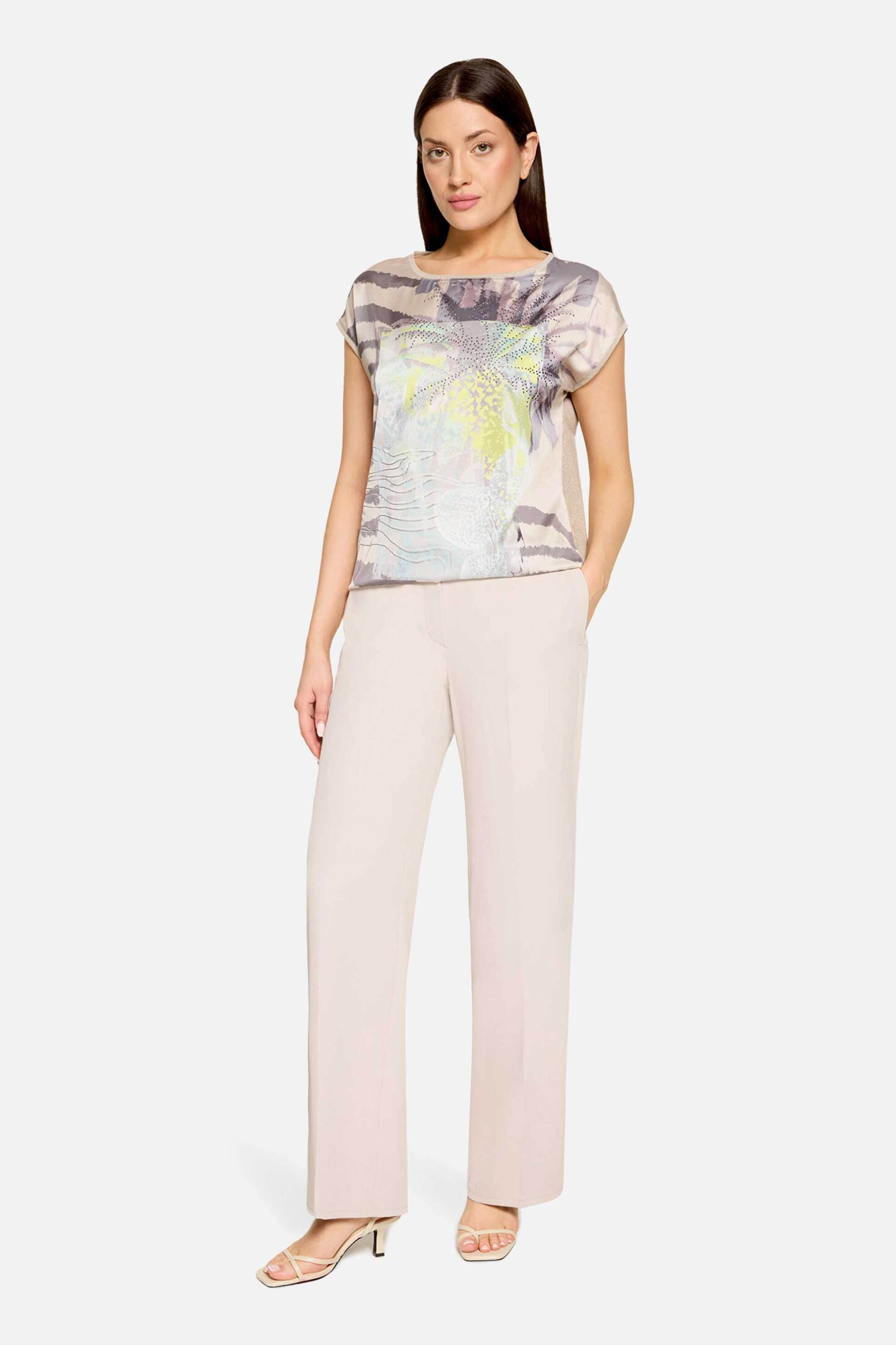 SO COSY So Cosy γυναικεία μπλούζα με tropical print και στρας - 2456/8130 Μπεζ - 2