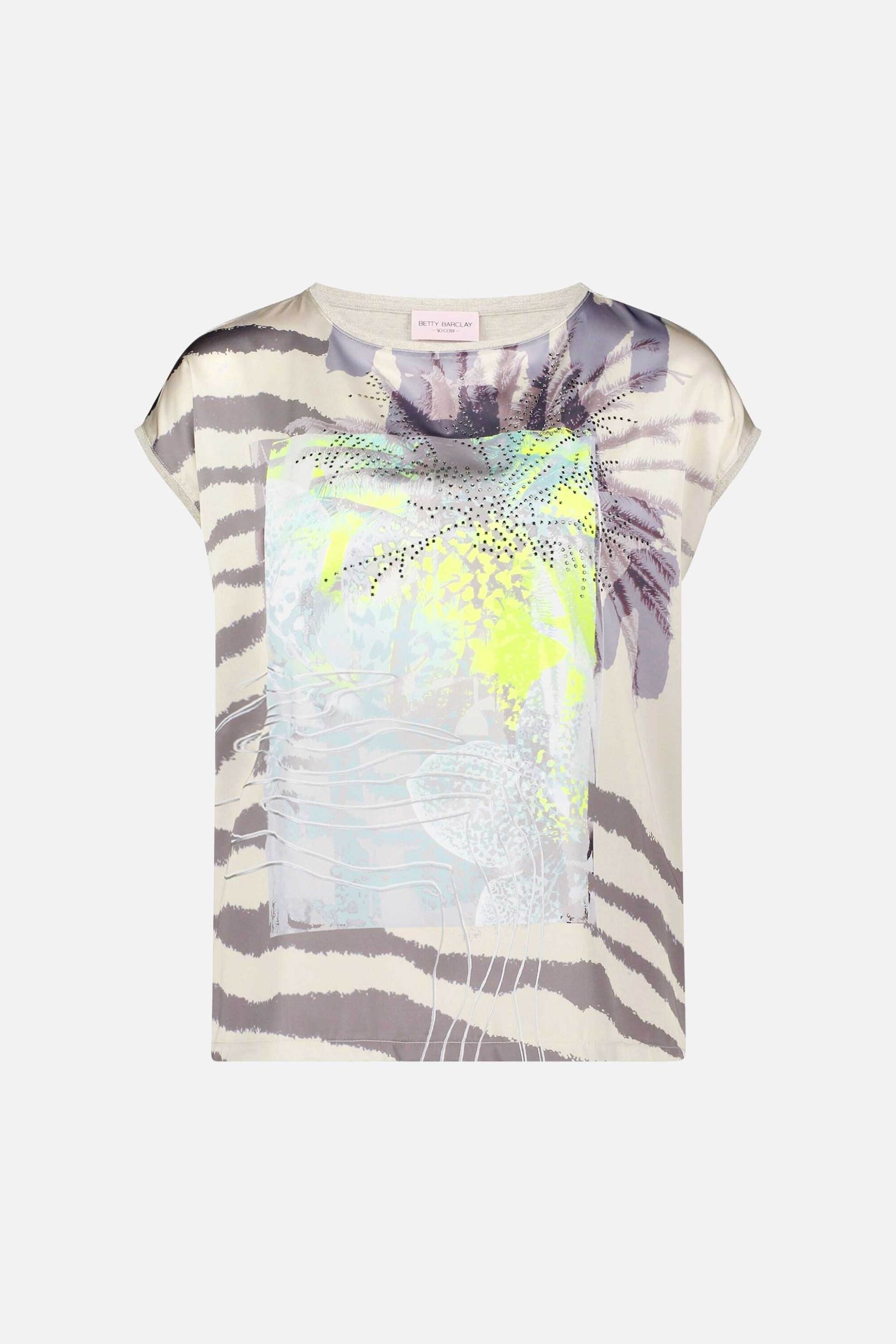 SO COSY So Cosy γυναικεία μπλούζα με tropical print και στρας - 2456/8130 Μπεζ - 4