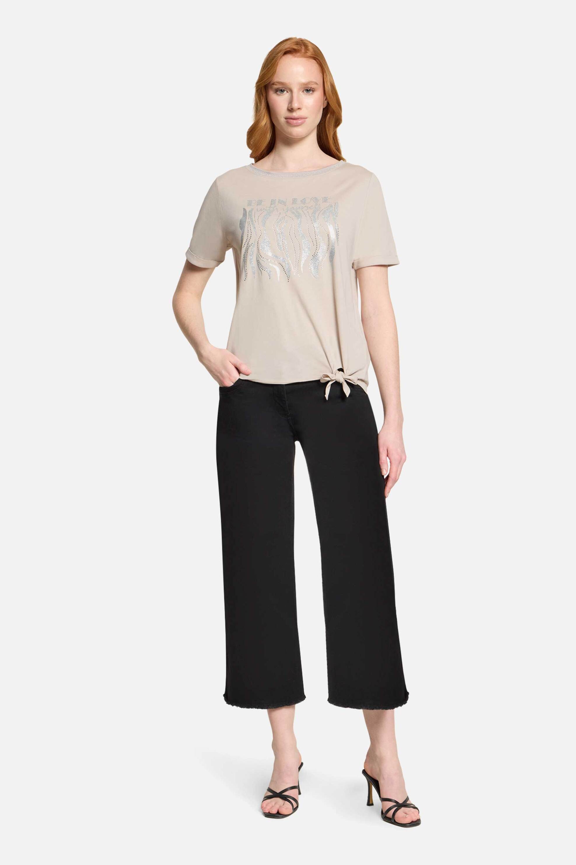 So Cosy γυναικεία μπλούζα με print και δέσιμο - 2466/8140 Μπεζ φωτογραφία