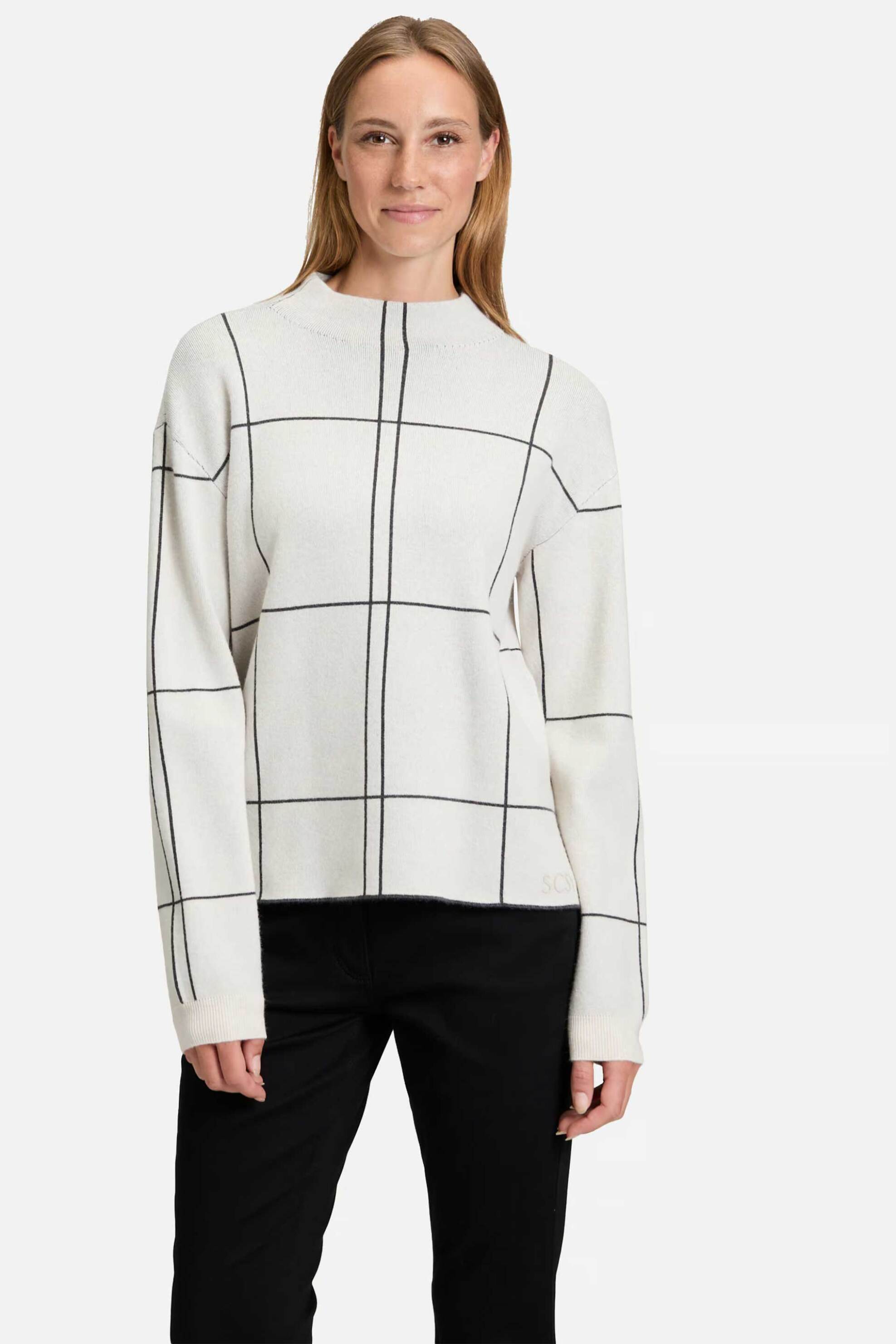 SO COSY So Cosy γυναικεία πλεκτή μπλούζα με καρό σχέδιο - 5194/8026 Εκρού