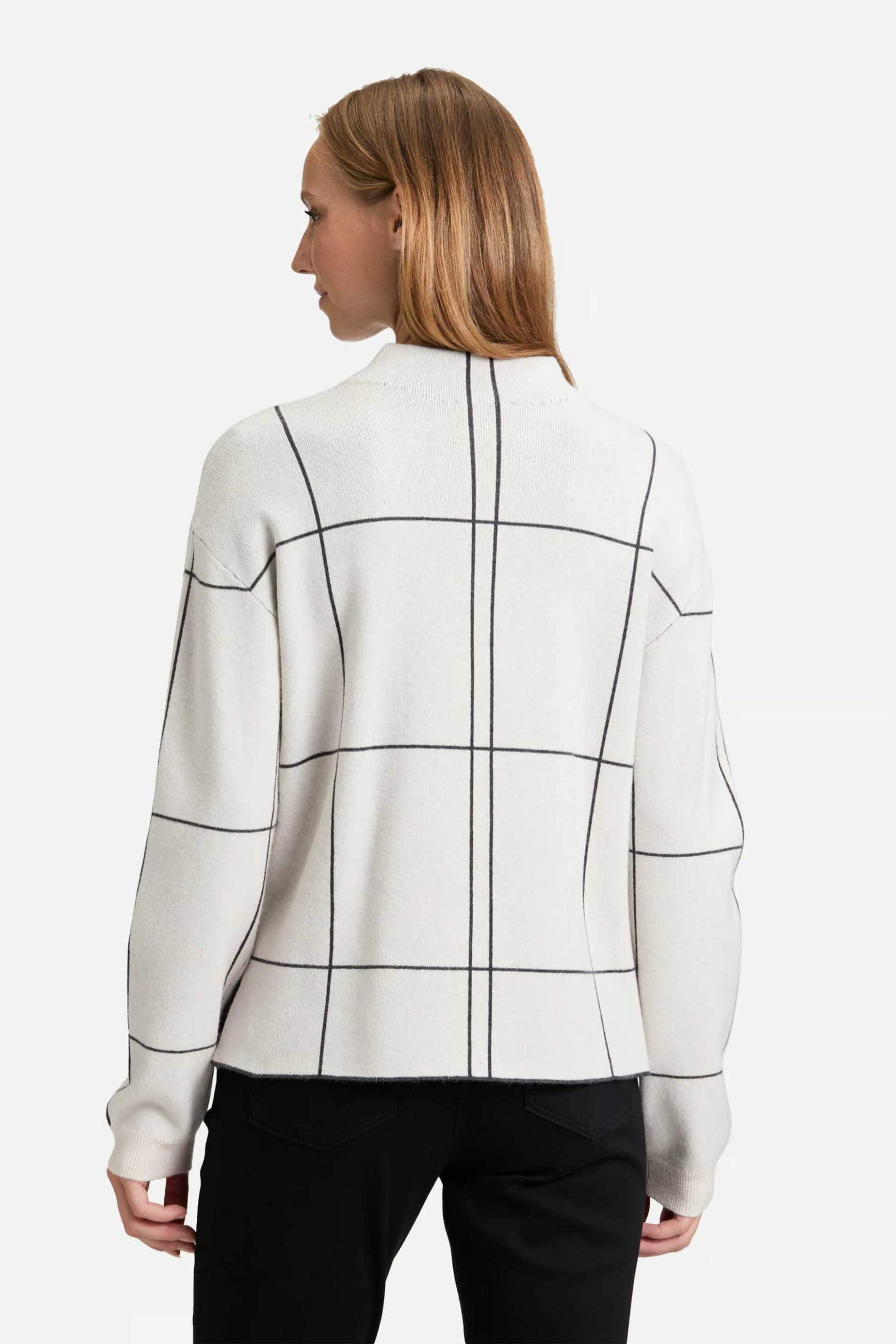 So Cosy γυναικεία πλεκτή μπλούζα με καρό σχέδιο - 5194/8026 Εκρού φωτογραφία