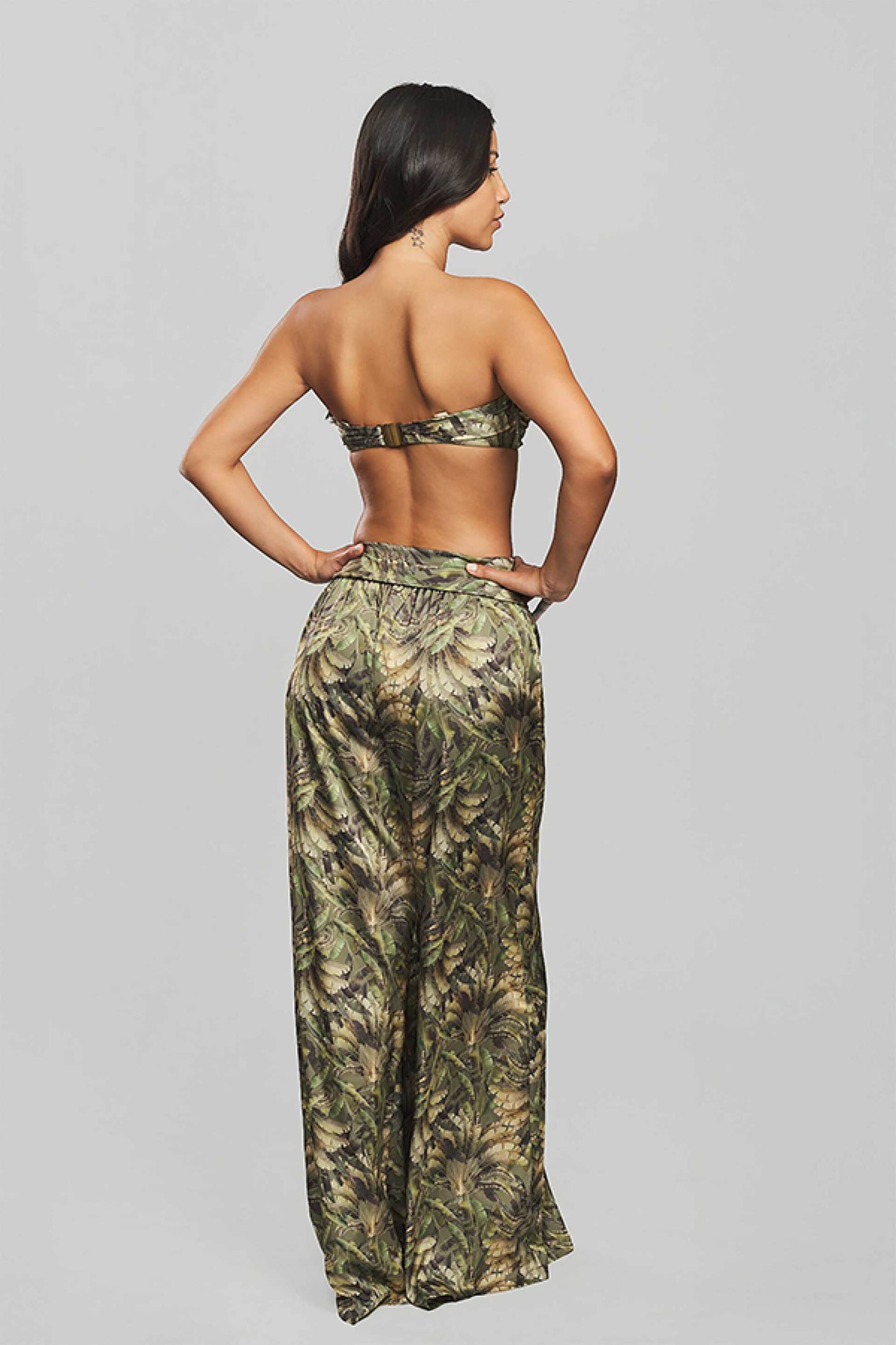 Crool γυναικείο μαγιό μπικίνι τοπ strapless με all-over print Cup E - 26C1-X36-881E Λαδί