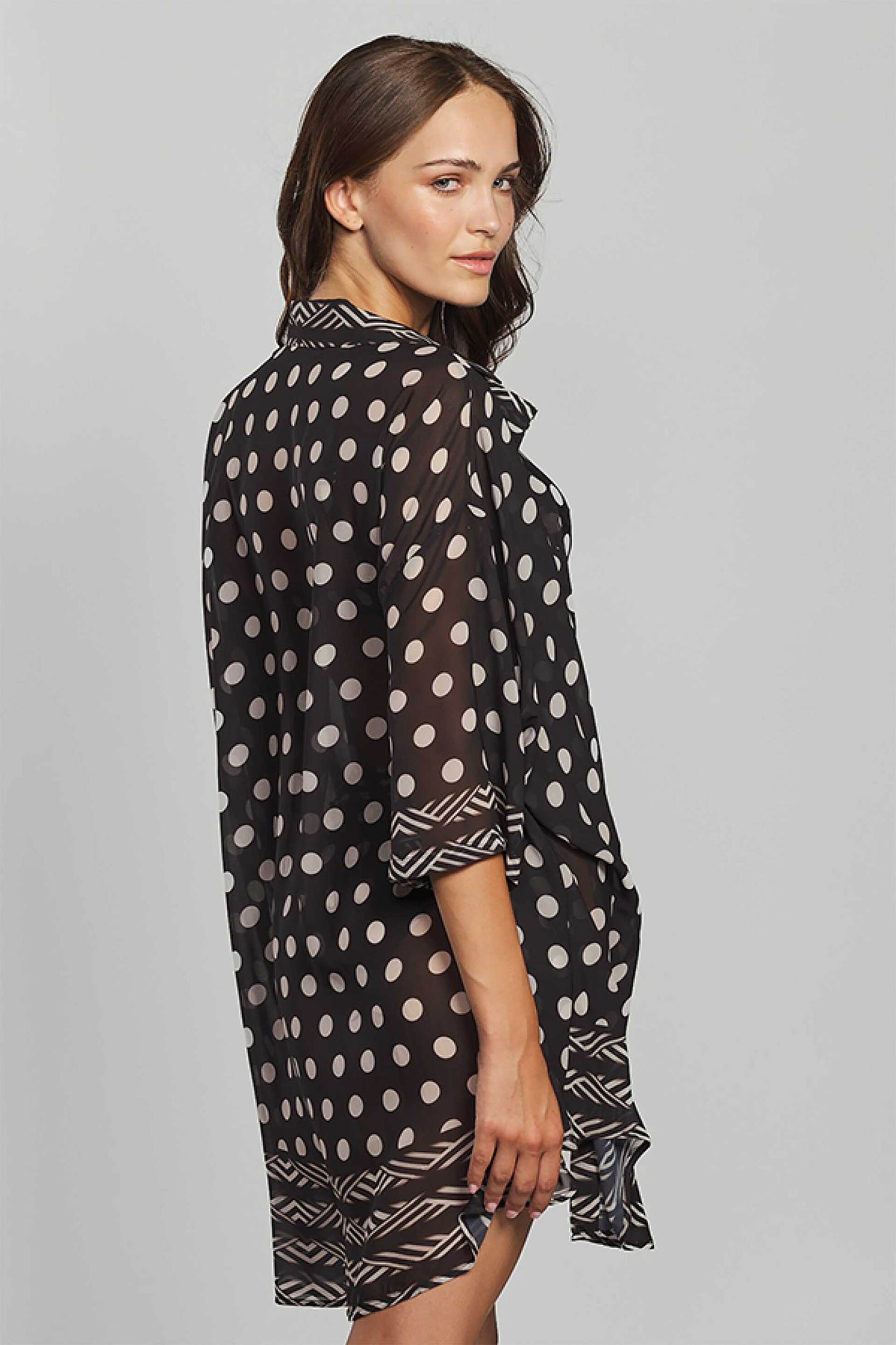 Crool γυναικεία πουκαμίσα με all-over print - 26C3-X06-3913 Μαύρο φωτογραφία