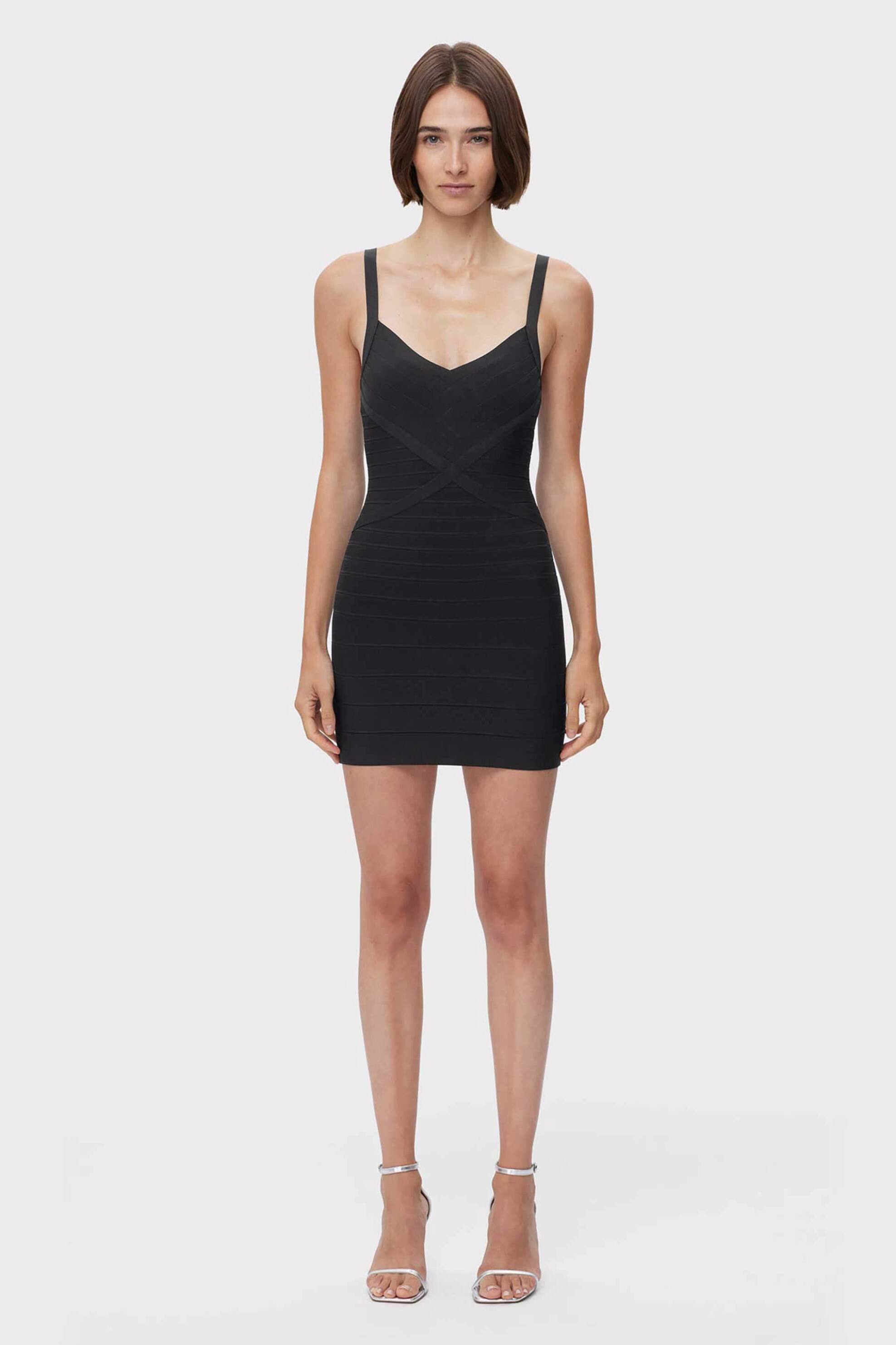 HERVE LEGER Herve Leger γυναικείο mini φόρεμα με λεπτές τιράντες "Icon Bandage Bustier" - 46ICO8458312 Μαύρο