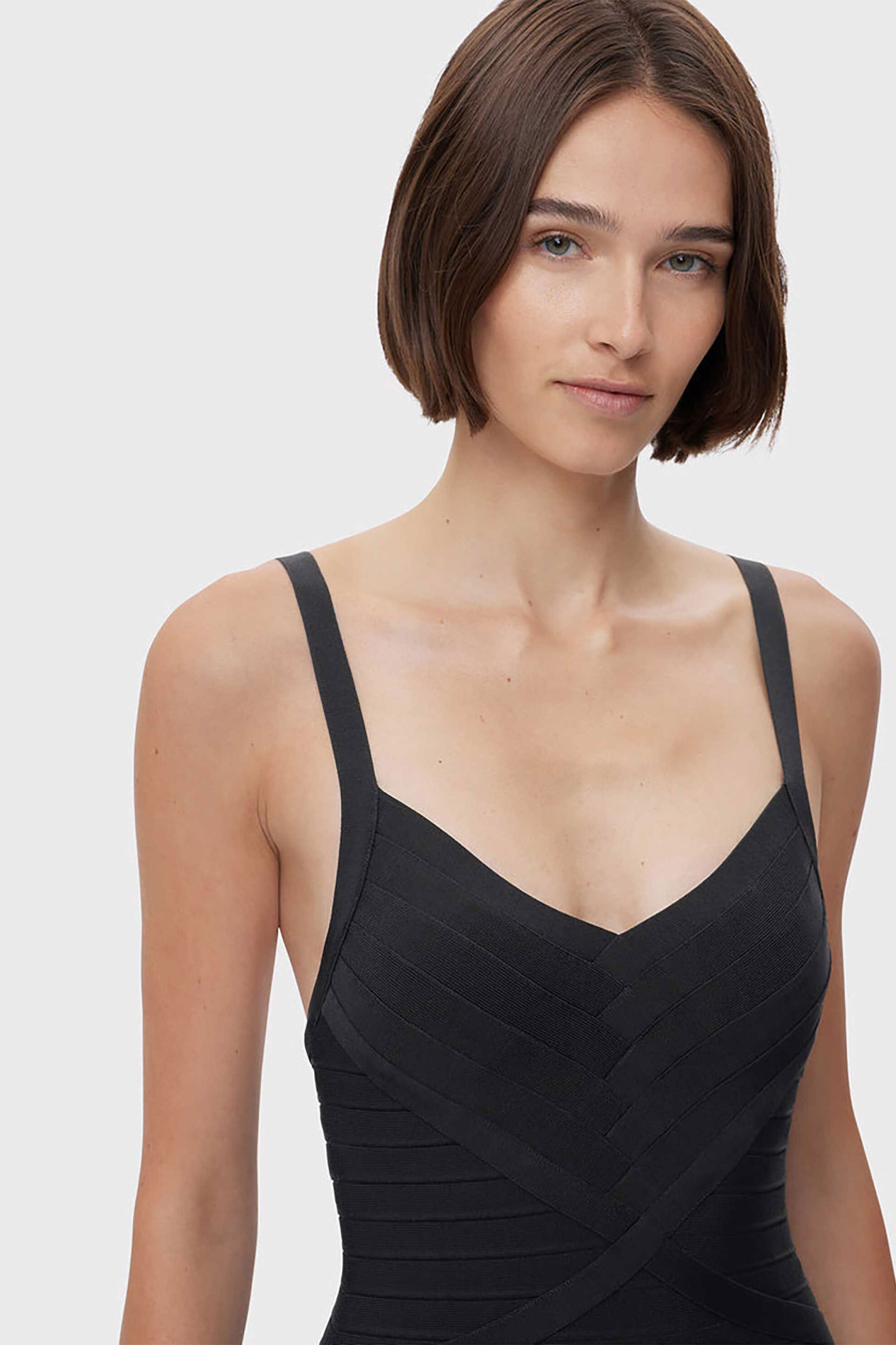 Herve Leger γυναικείο mini φόρεμα με λεπτές τιράντες "Icon Bandage Bustier" - 46ICO8458312 Μαύρο φωτογραφία