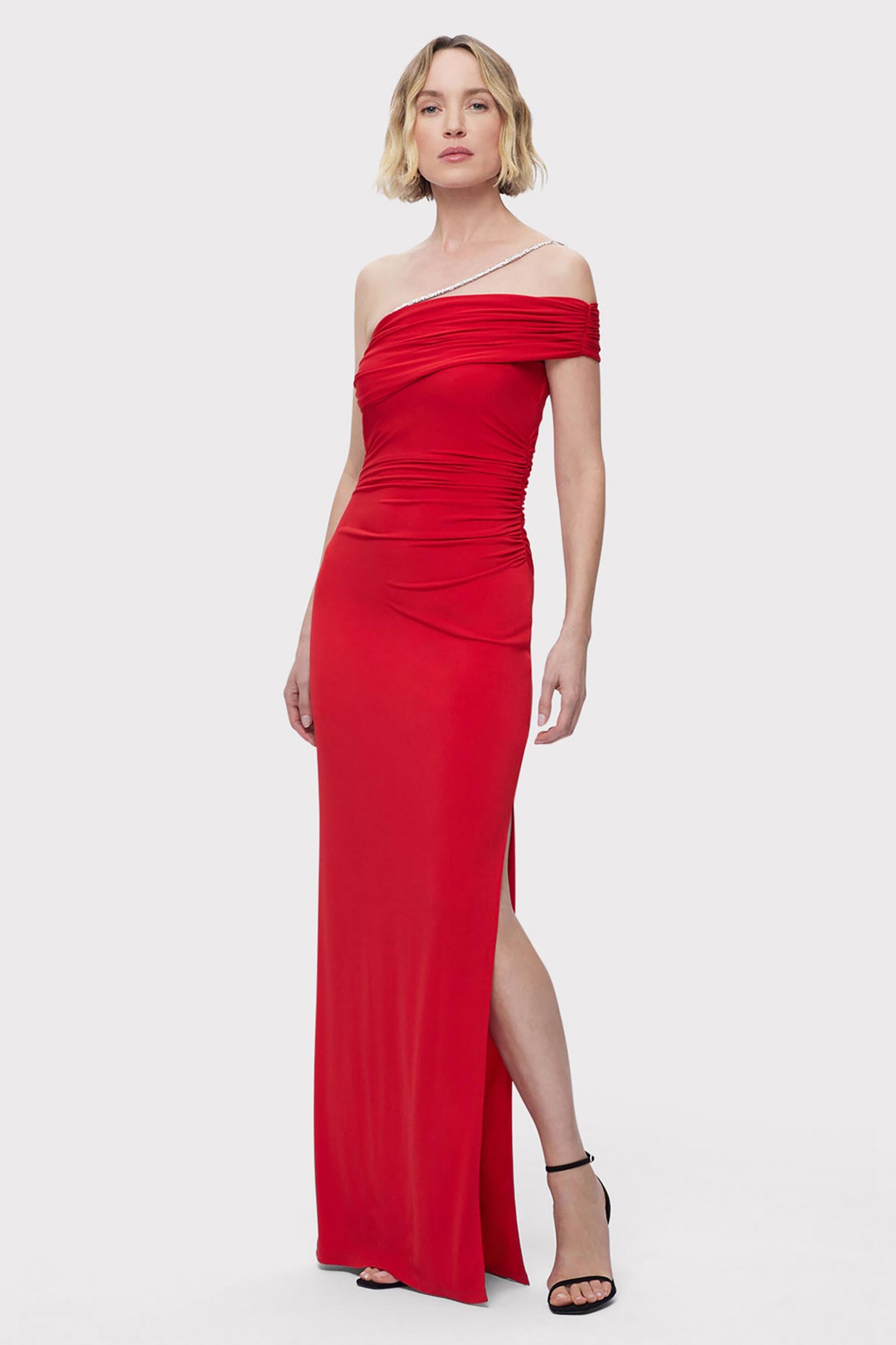 Herve Leger γυναικείο maxi φόρεμα με έναν ώμο "The Olivia Gown" - RMC8467429 Κόκκινο 9-5074000013|EE5950|M