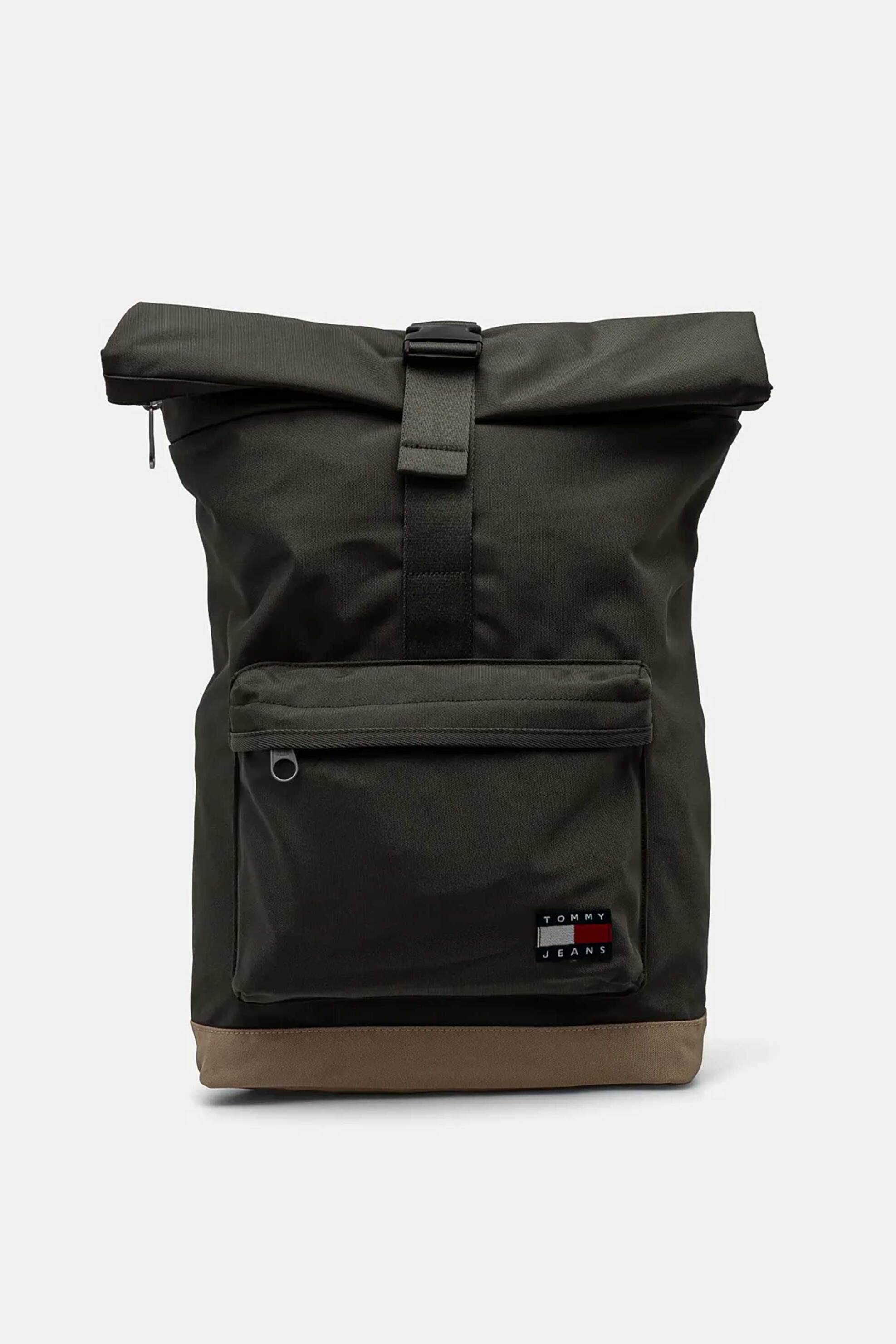 TOMMY JEANS Tommy Jeans ανδρικό backpack με logo patch "Daily Rolltop" - AM0AM13323 Χακί