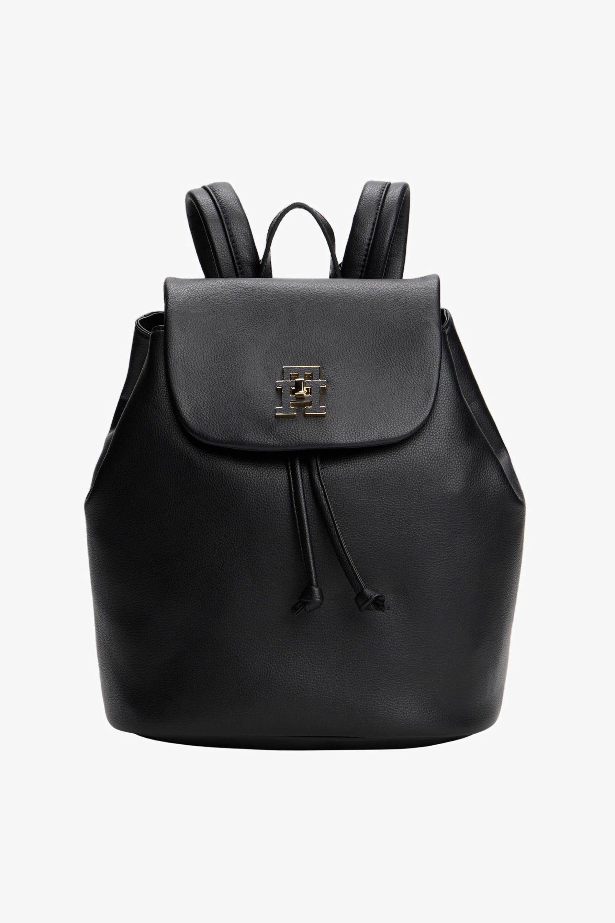 TOMMY HILFIGER Tommy Hilfiger γυναικείο σακίδιο πλάτης με μεταλλικό μονόγραμμα - AW0AW17470 Μαύρο