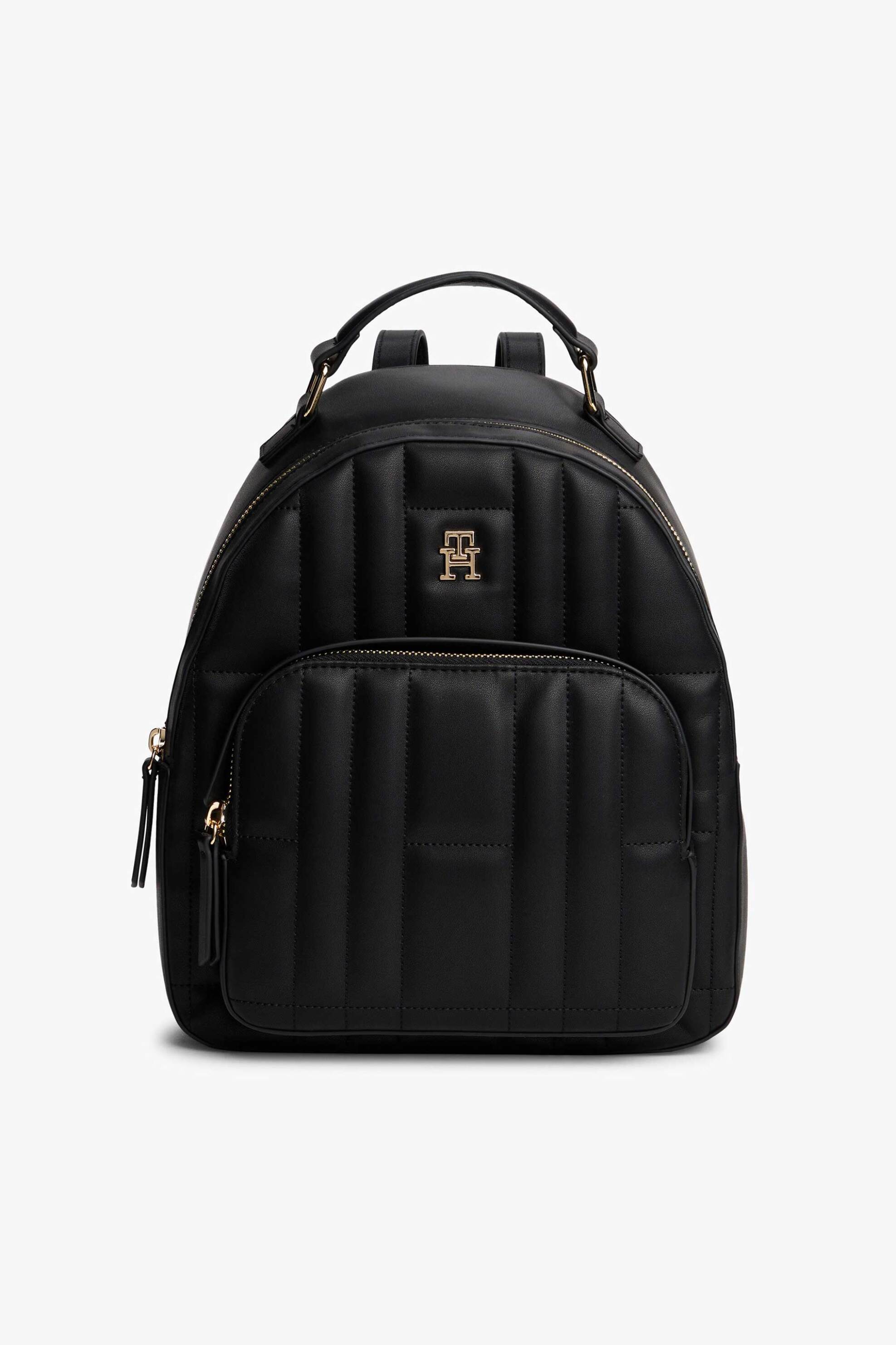 TOMMY HILFIGER Tommy Hilfiger γυναικείο σακίδιο πλάτης με μεταλλικό μονόγραμμα - AW0AW17472 Μαύρο