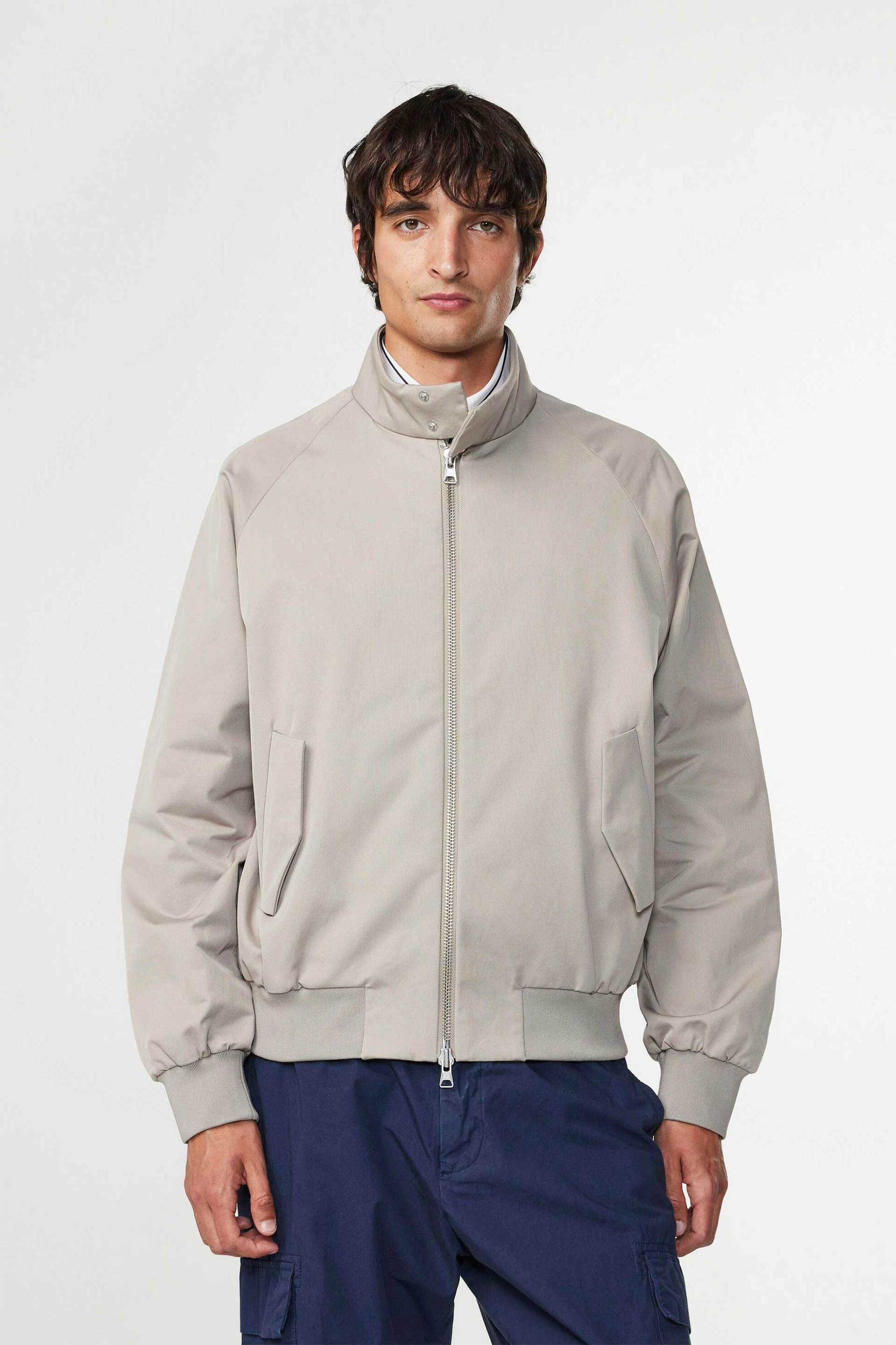 NN.07 NN.07 ανδρικό bomber jacket μονόχρωμο με τσέπες και ribbed τελειώματα "Dawson 8235" - 2418235732 Γκρι