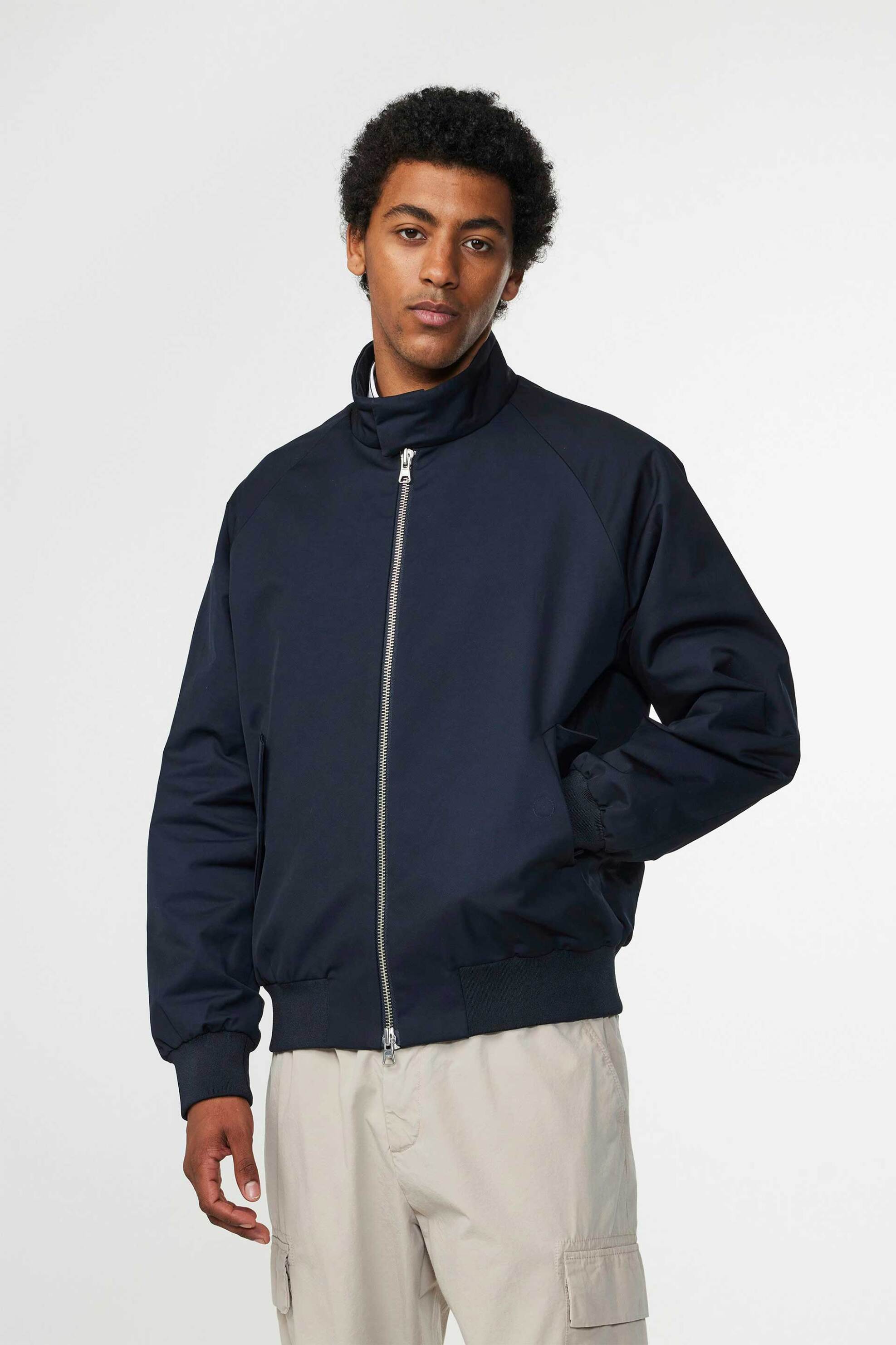 NN.07 ανδρικό bomber jacket μονόχρωμο με τσέπες και ribbed τελειώματα "Dawson 8235" - 2418235732 Μπλε Σκούρο