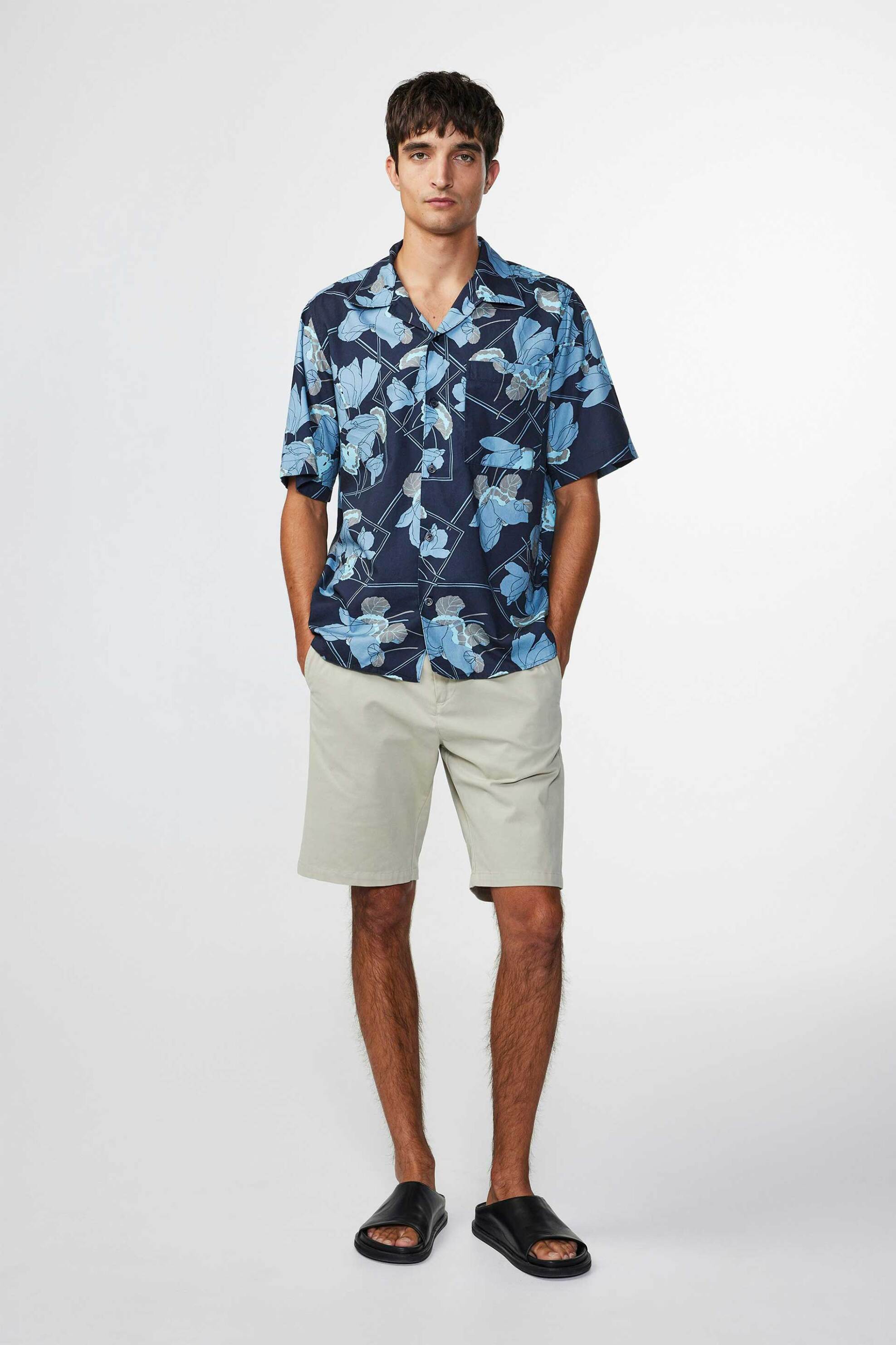 NN.07 ανδρικό πουκάμισο με all-over floral print και τσέπη μπροστά "Julio 5656" - 2425656599 Μπλε Σκούρο φωτογραφία