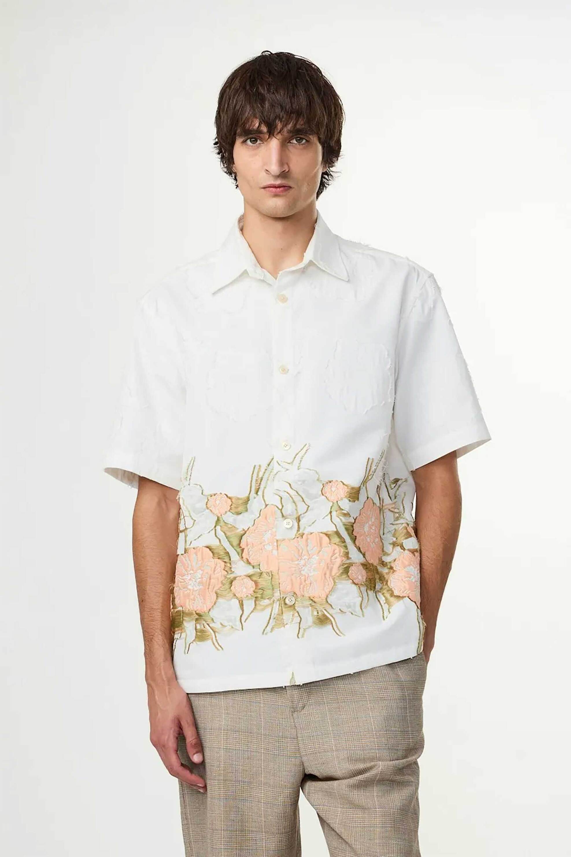 NN.07 ανδρικό πουκάμισο με jacquard print Regular Fit "Freddy" - 2525578548 Λευκό