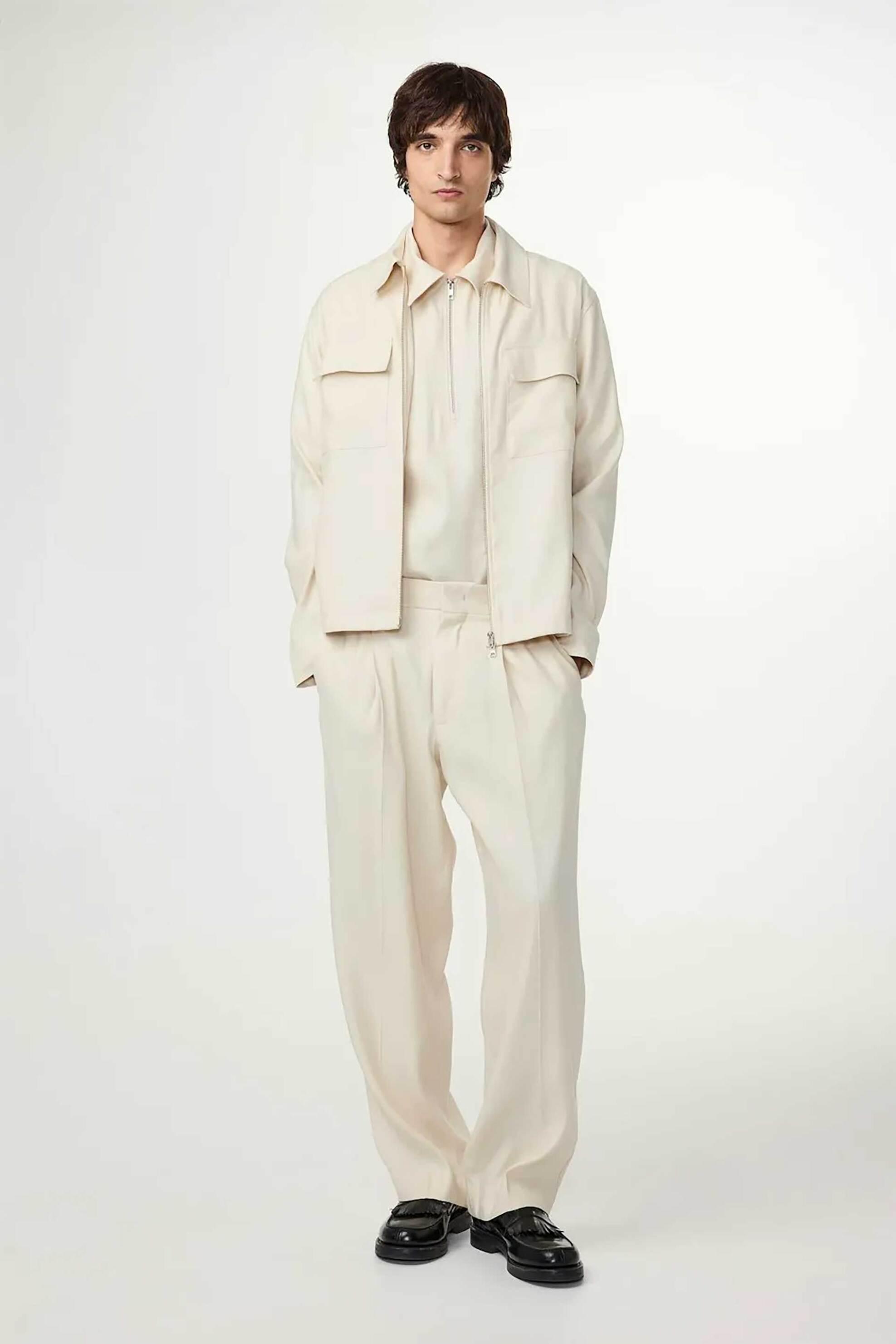 NN.07 NN.07 ανδρικό λινό παντελόνι ελαστική μέση Relaxed Fit "Kay" - 2421808165 Κρέμ