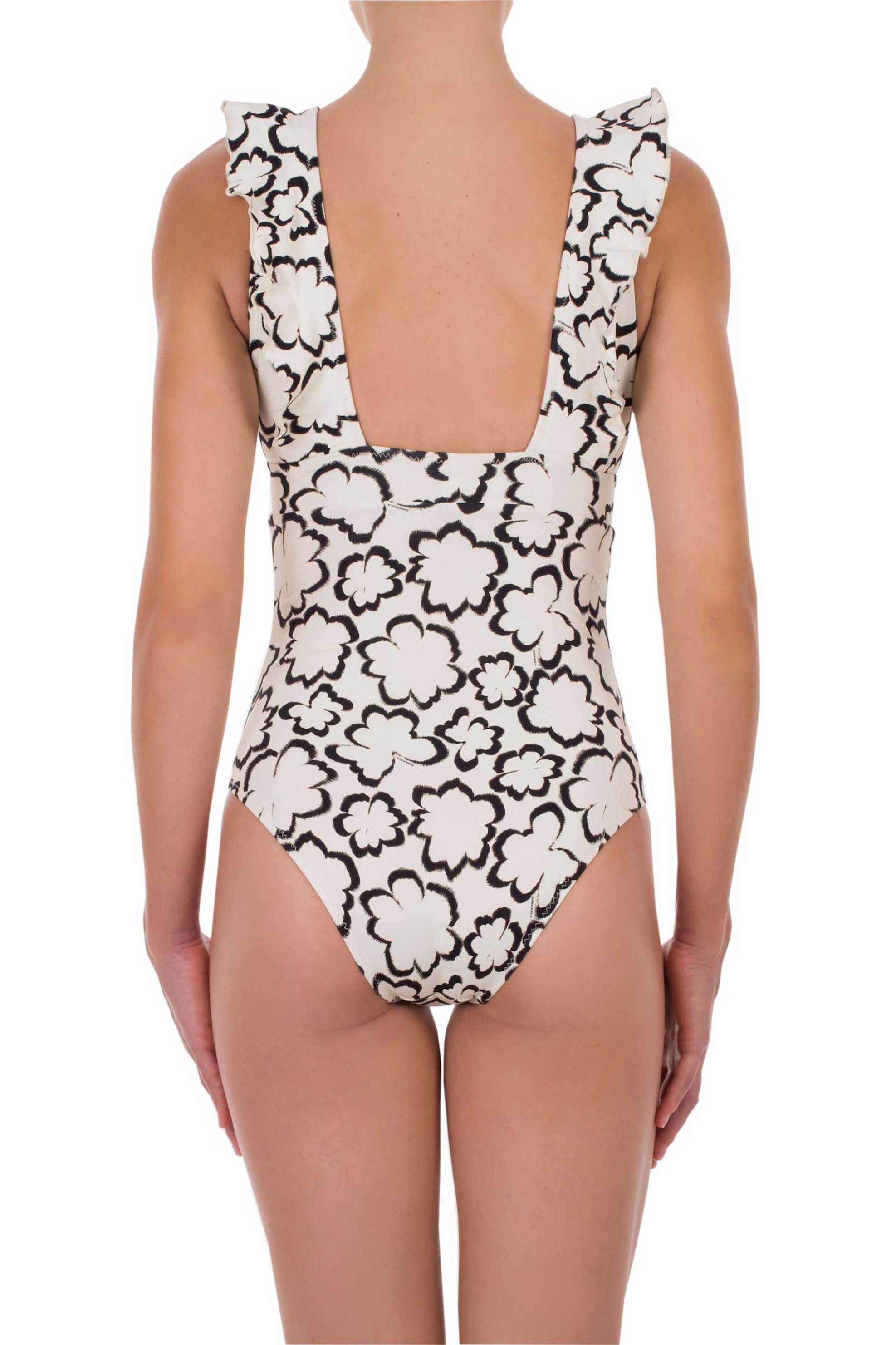 Emmanuela γυναικείο ολόσωμο μαγιό με all-over floral print και βολάν "Rania" - 24A.114.O Λευκό φωτογραφία