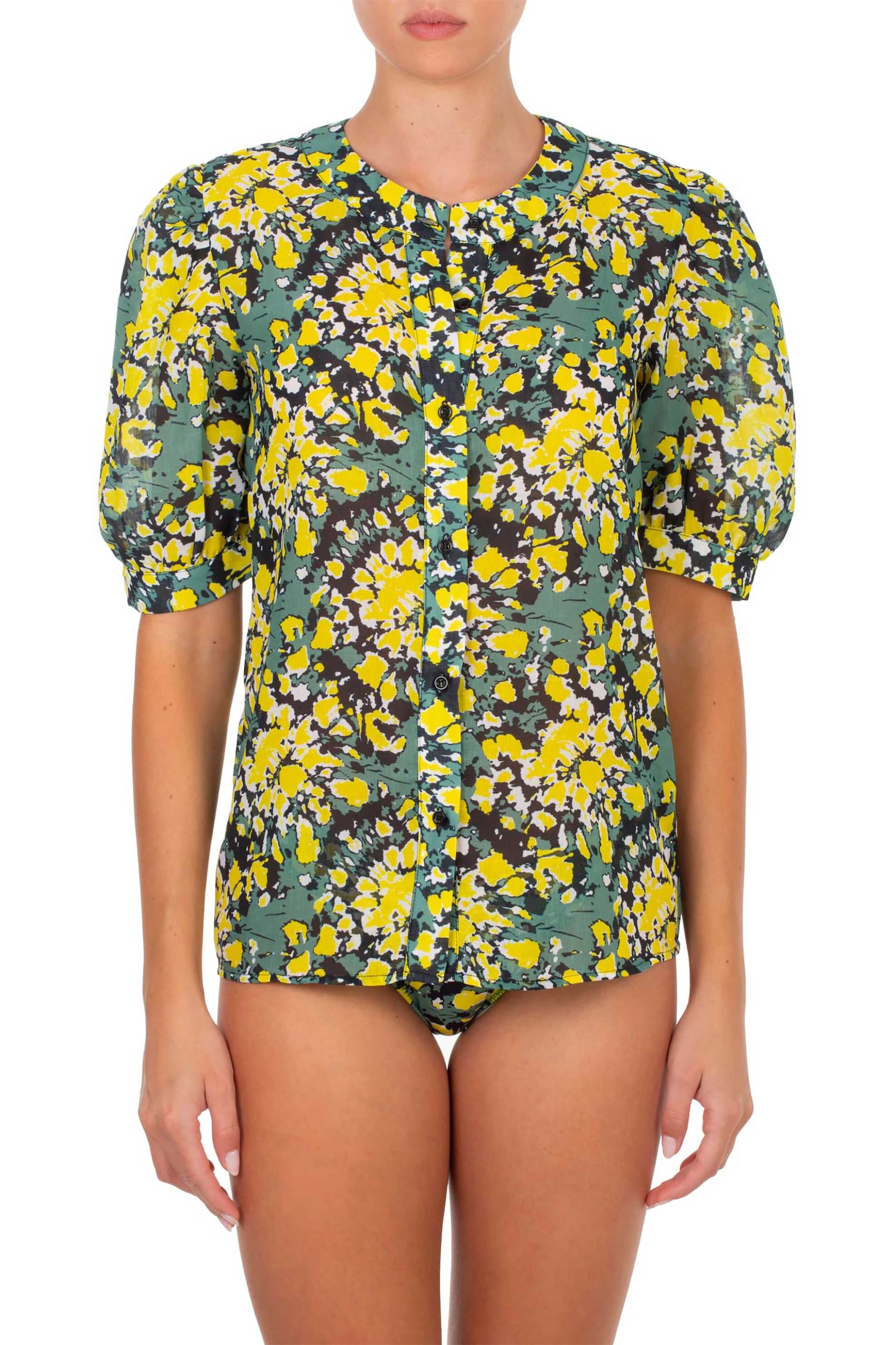 EMMANUELA Emmanuela γυναικείο πουκάμισο με floral print "Joy" - 25Α.244.W Κίτρινο