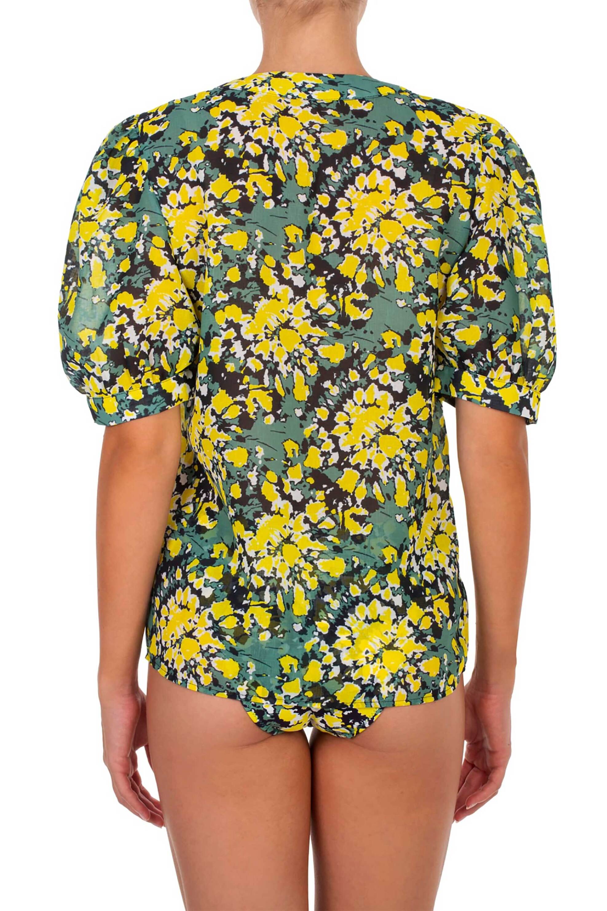 Emmanuela γυναικείο πουκάμισο με floral print "Joy" - 25Α.244.W Κίτρινο φωτογραφία