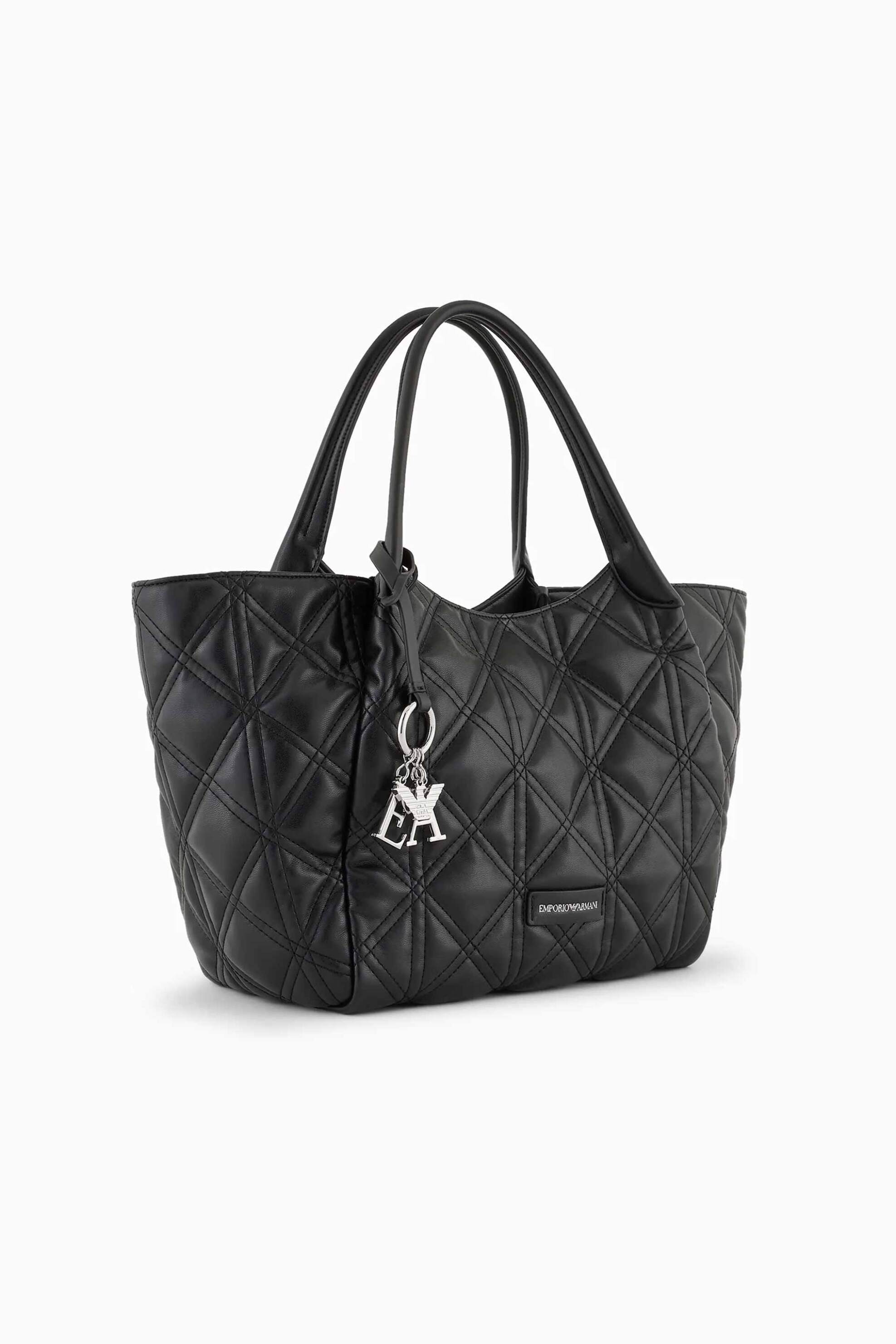Emporio Armani γυναικεία τσάντα shopper με καπιτονέ σχέδιο - Y3D277YWL2E Μαύρο