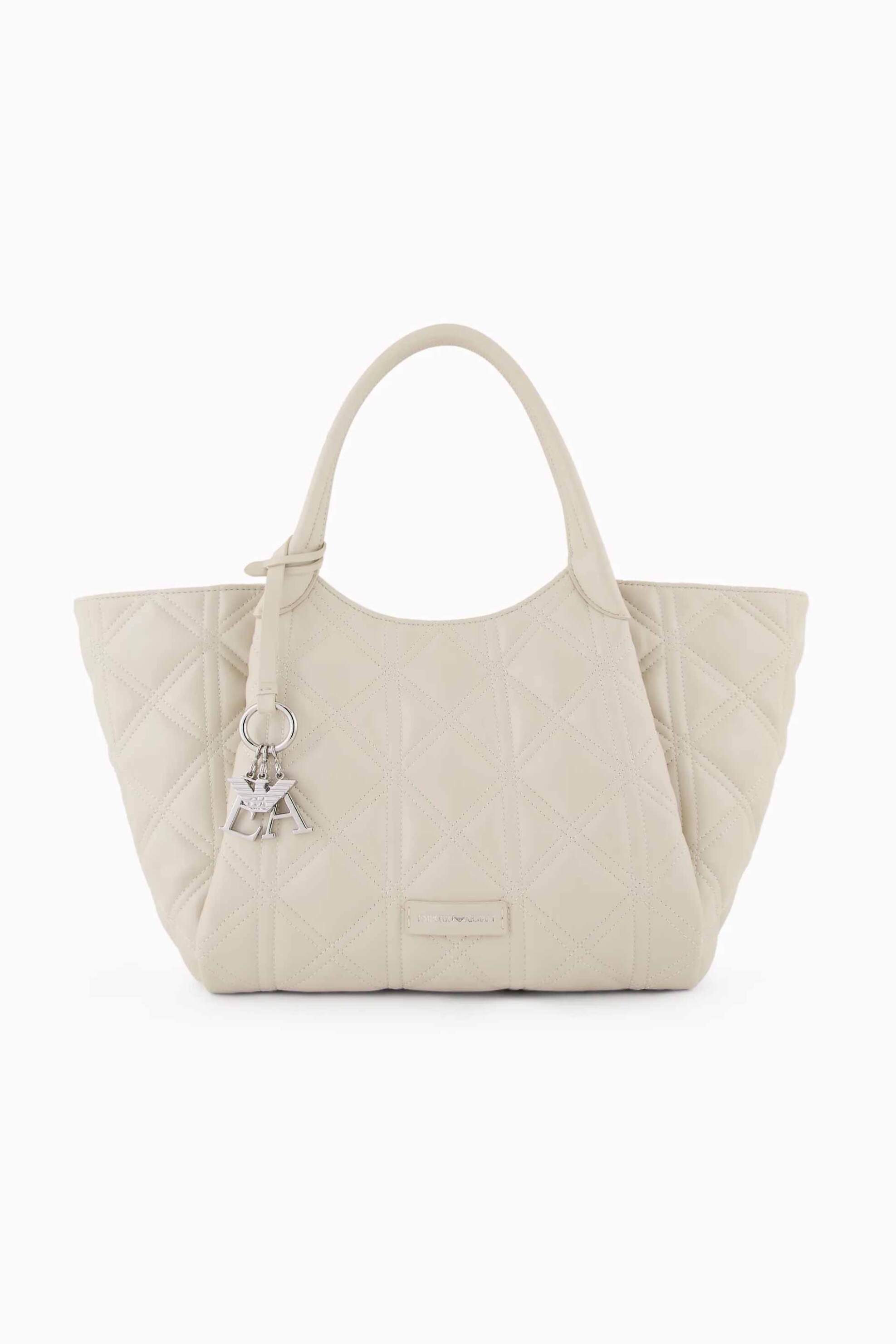 EMPORIO ARMANI Emporio Armani γυναικεία τσάντα shopper με καπιτονέ σχέδιο - Y3D277YWL2E Κρέμ