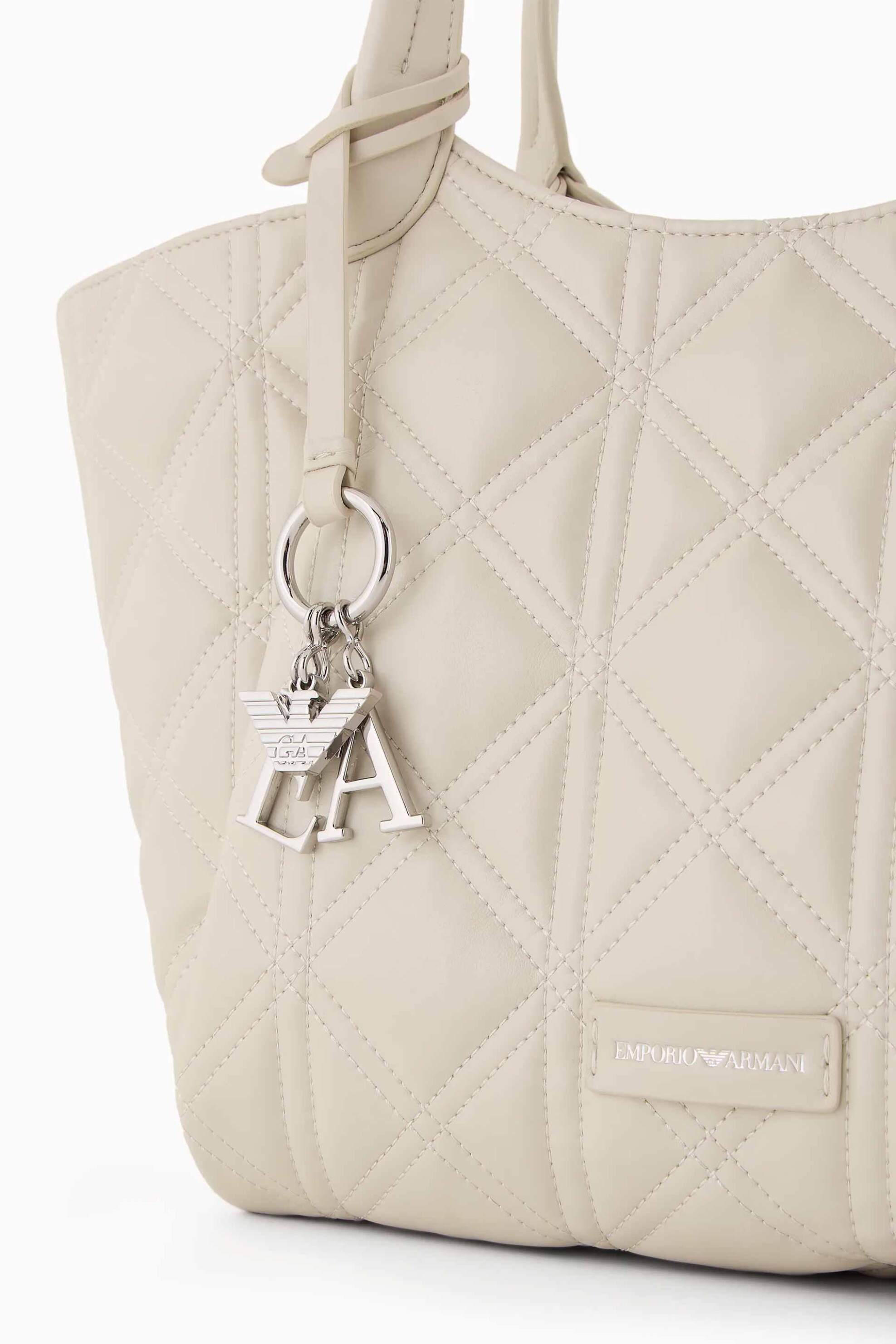 EMPORIO ARMANI Emporio Armani γυναικεία τσάντα shopper με καπιτονέ σχέδιο - Y3D277YWL2E Κρέμ - 3