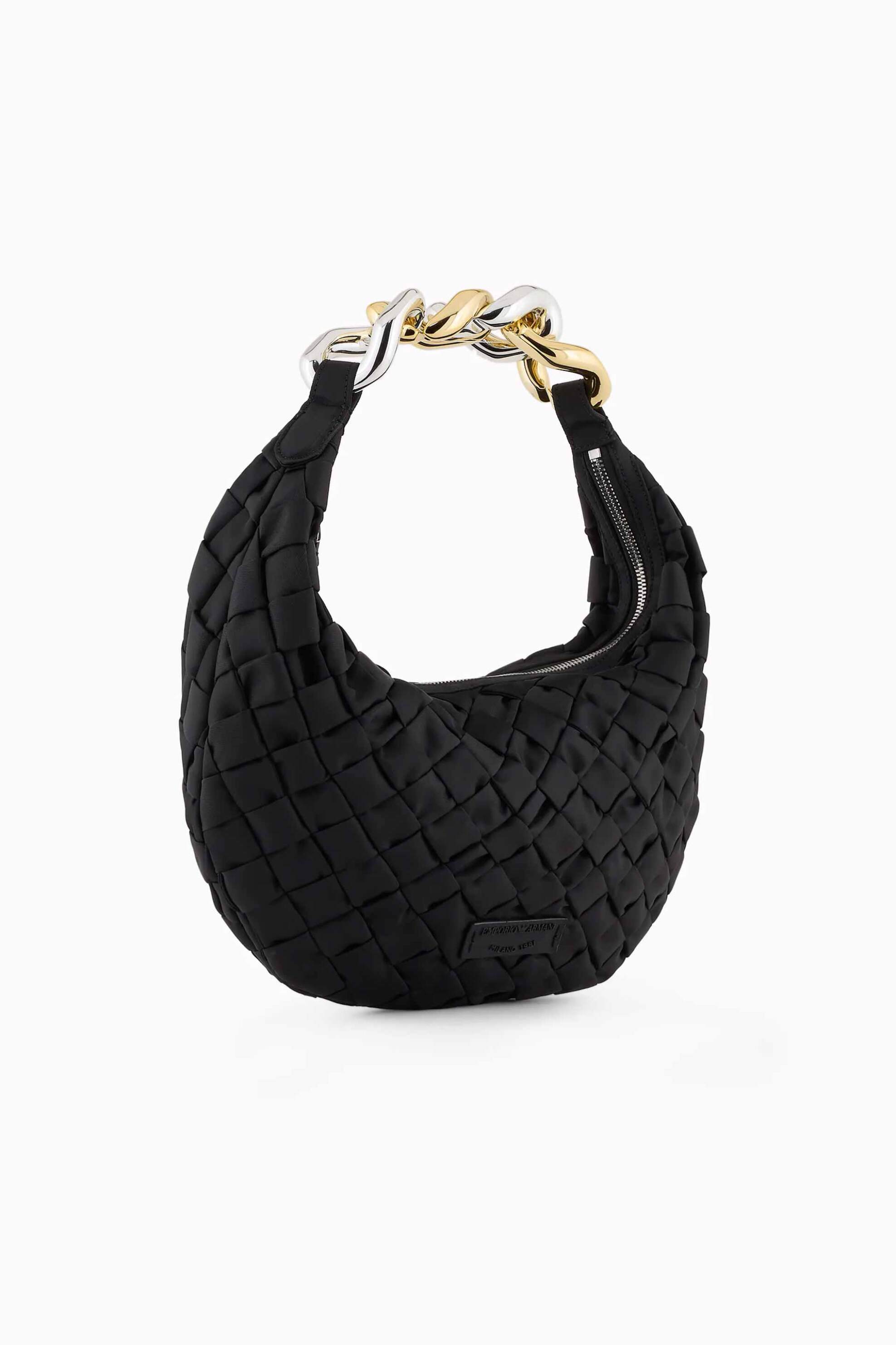 Emporio Armani γυναικεία hobo τσάντα με καπιτονέ σχέδιο - Y3E236YWS3X Μαύρο