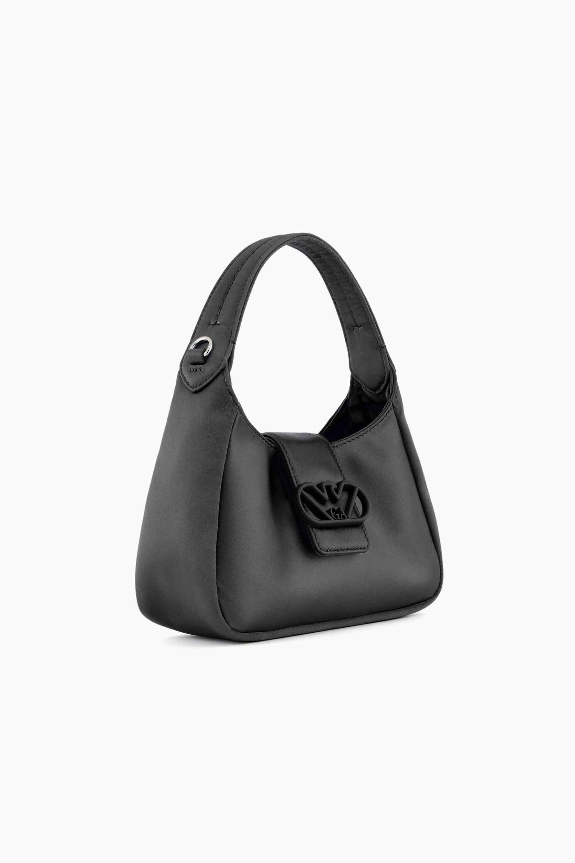 Emporio Armani γυναικεία mini τσάντα χειρός μονόχρωμη με σατέν όψη και ανάγλυφο έμβλημα - Y3E235YWR2V Μαύρο