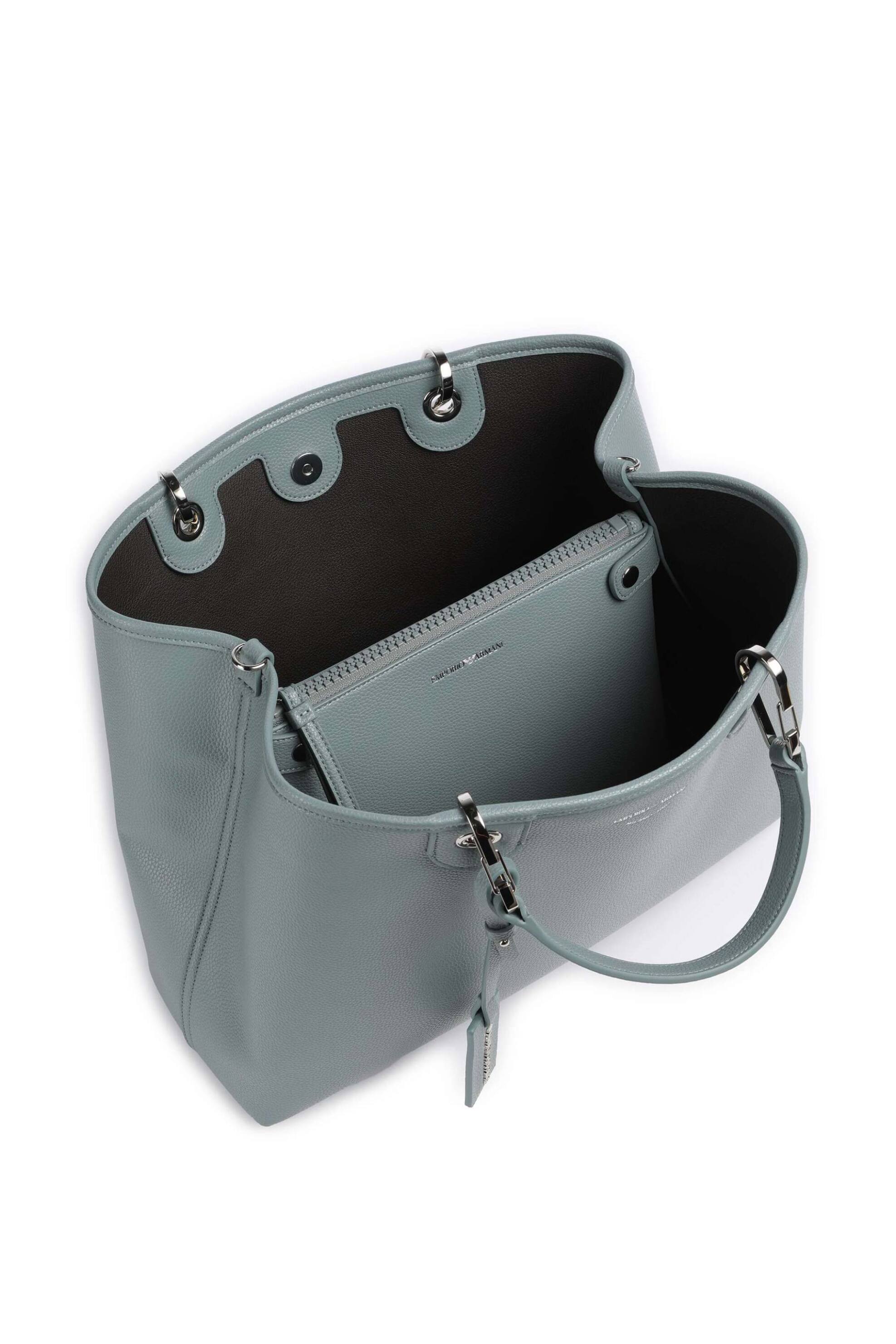 Emporio Armani Γυναικεία Τσάντα Χειρός με Λογότυπο My Ea - Ew000360Af12036 Γκρι Γαλάζιο