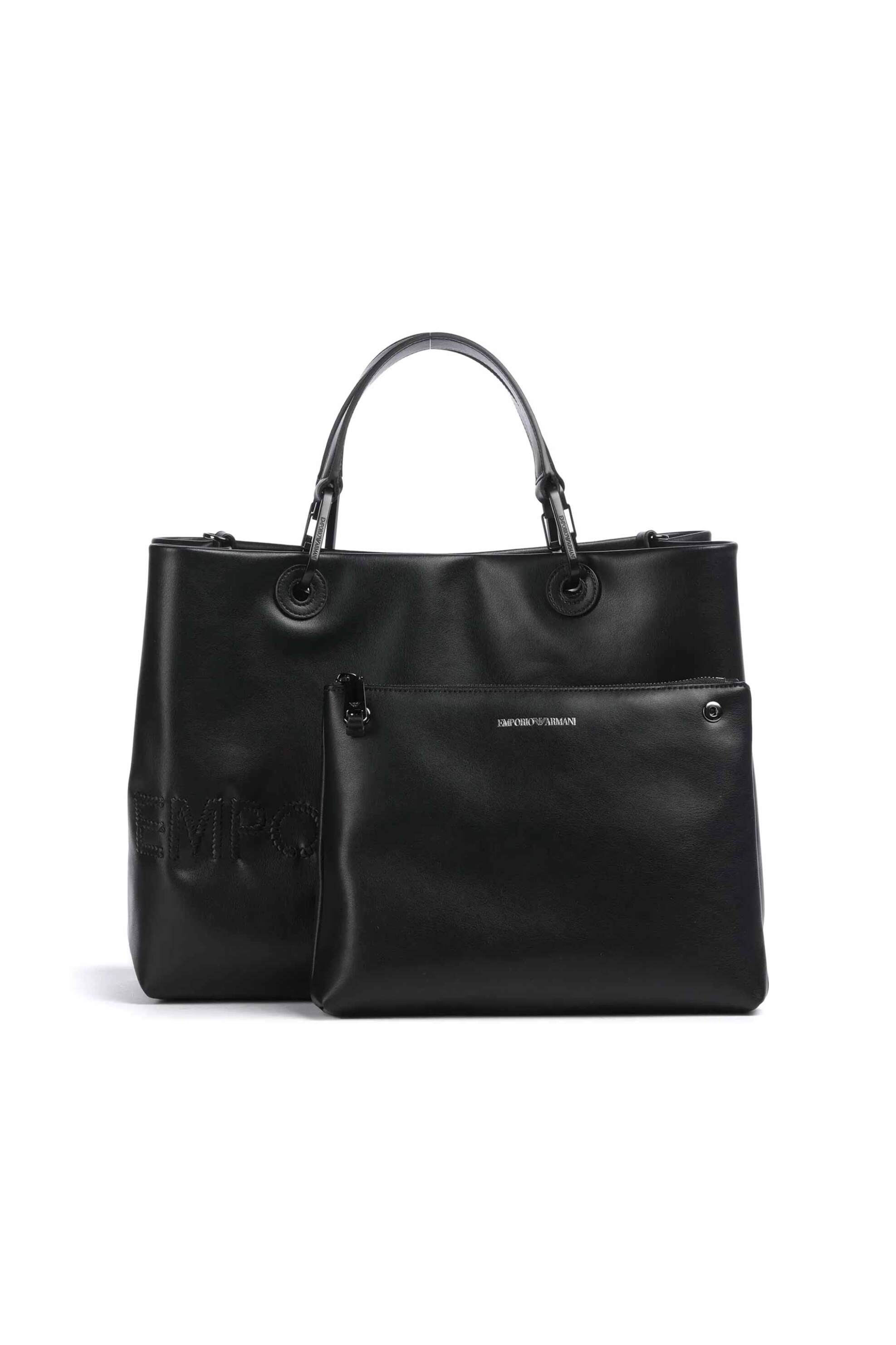 EMPORIO ARMANI Emporio Armani γυναικεία δερμάτινη τσάντα χειρός με λογότυπο - EW000360AF13792 Μαύρο - 2