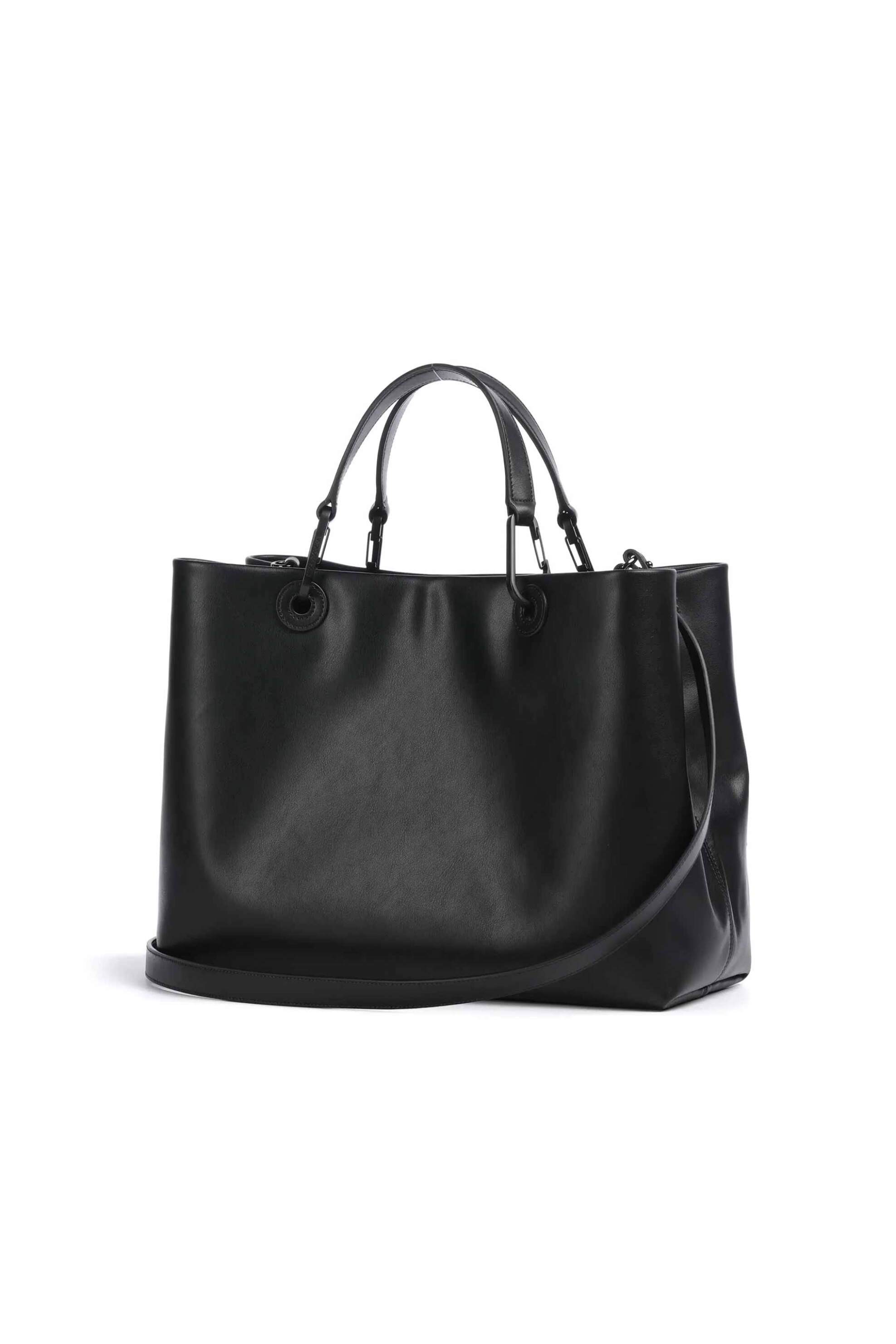 EMPORIO ARMANI Emporio Armani γυναικεία δερμάτινη τσάντα χειρός με λογότυπο - EW000360AF13792 Μαύρο - 3