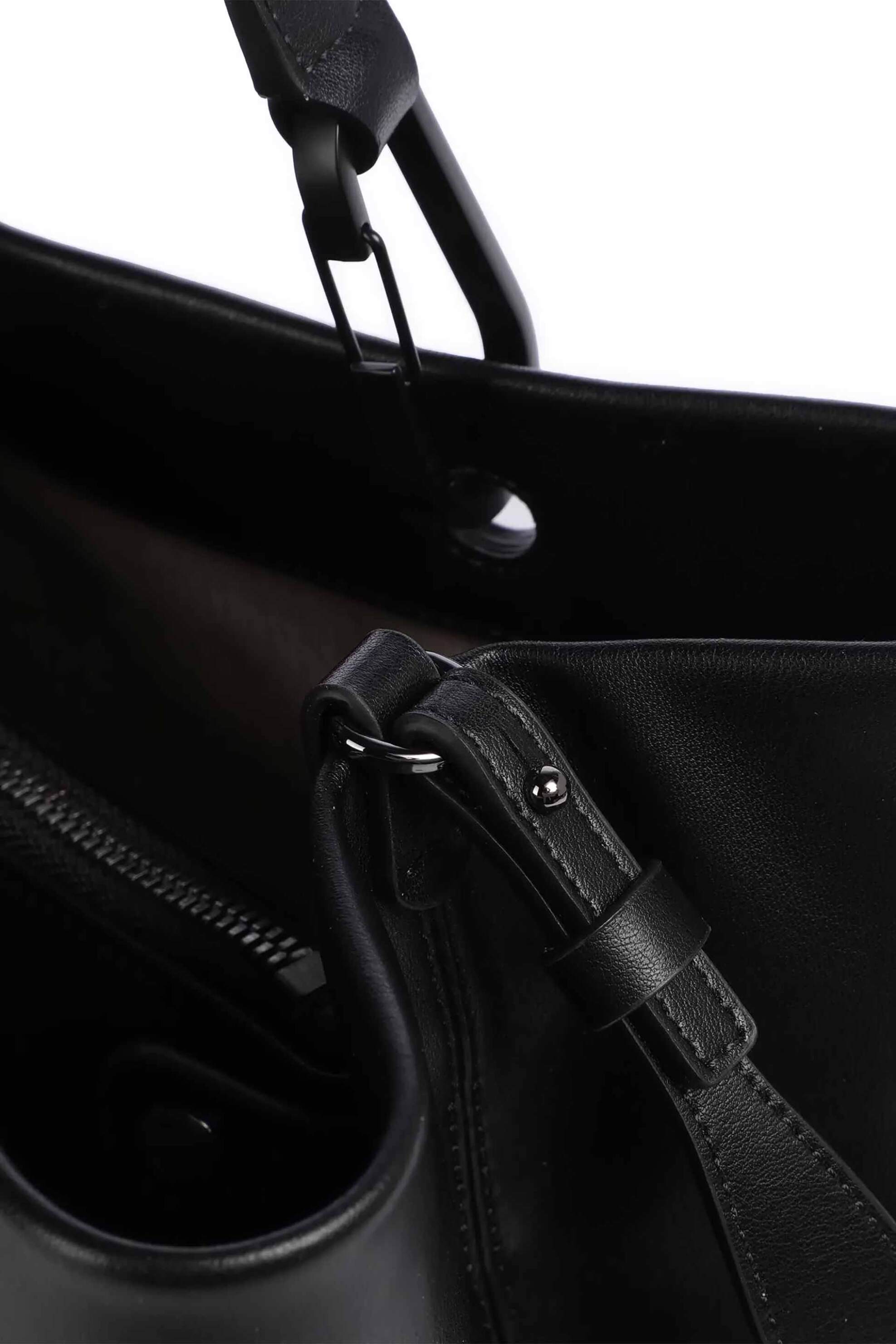 EMPORIO ARMANI Emporio Armani γυναικεία δερμάτινη τσάντα χειρός με λογότυπο - EW000360AF13792 Μαύρο - 4