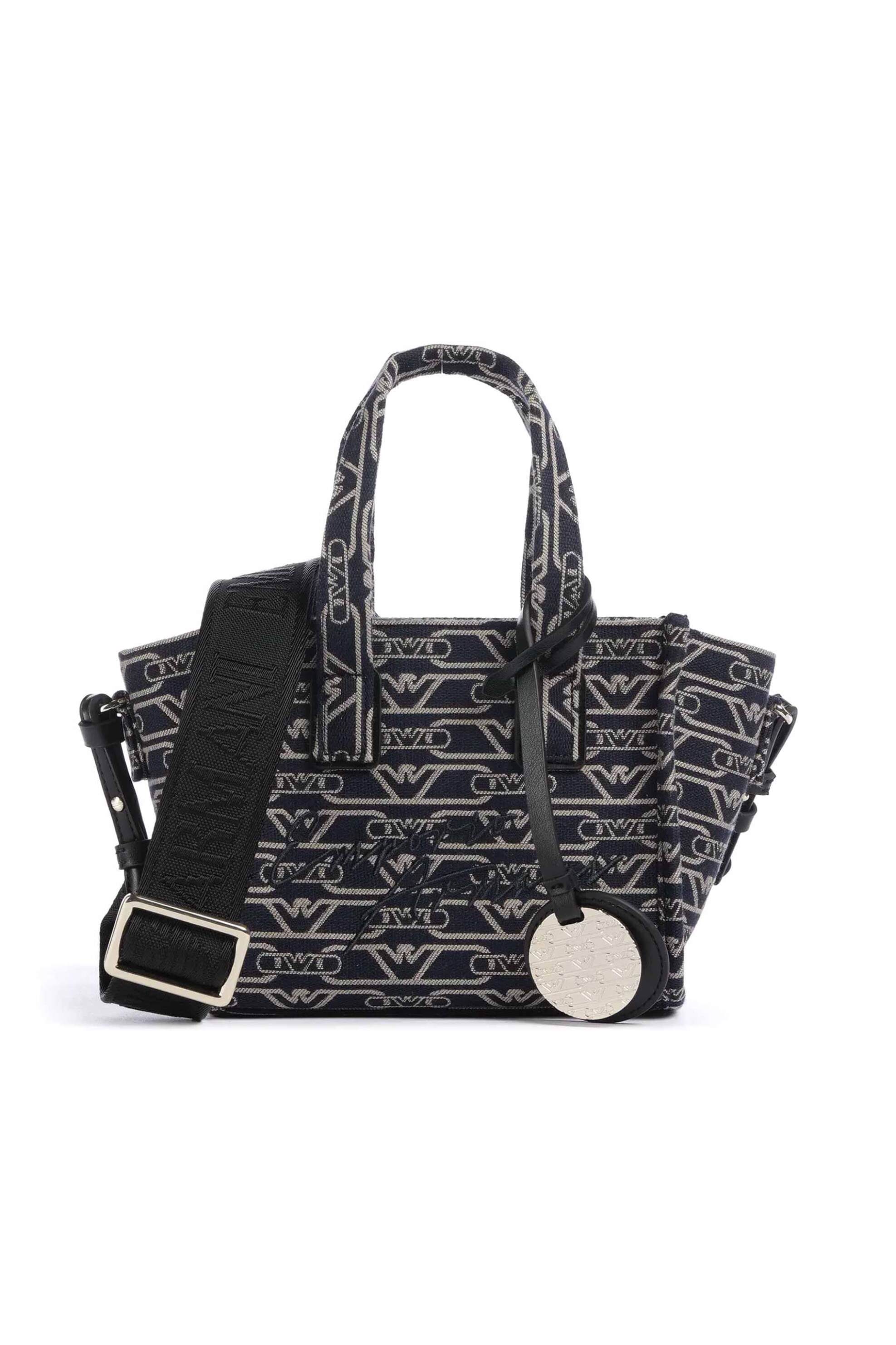 Emporio Armani γυναικεία υφασμάτινη τσάντα χειρός/crossbody με all-over logo και κεντημένο λογότυπο - EW000371AF12993