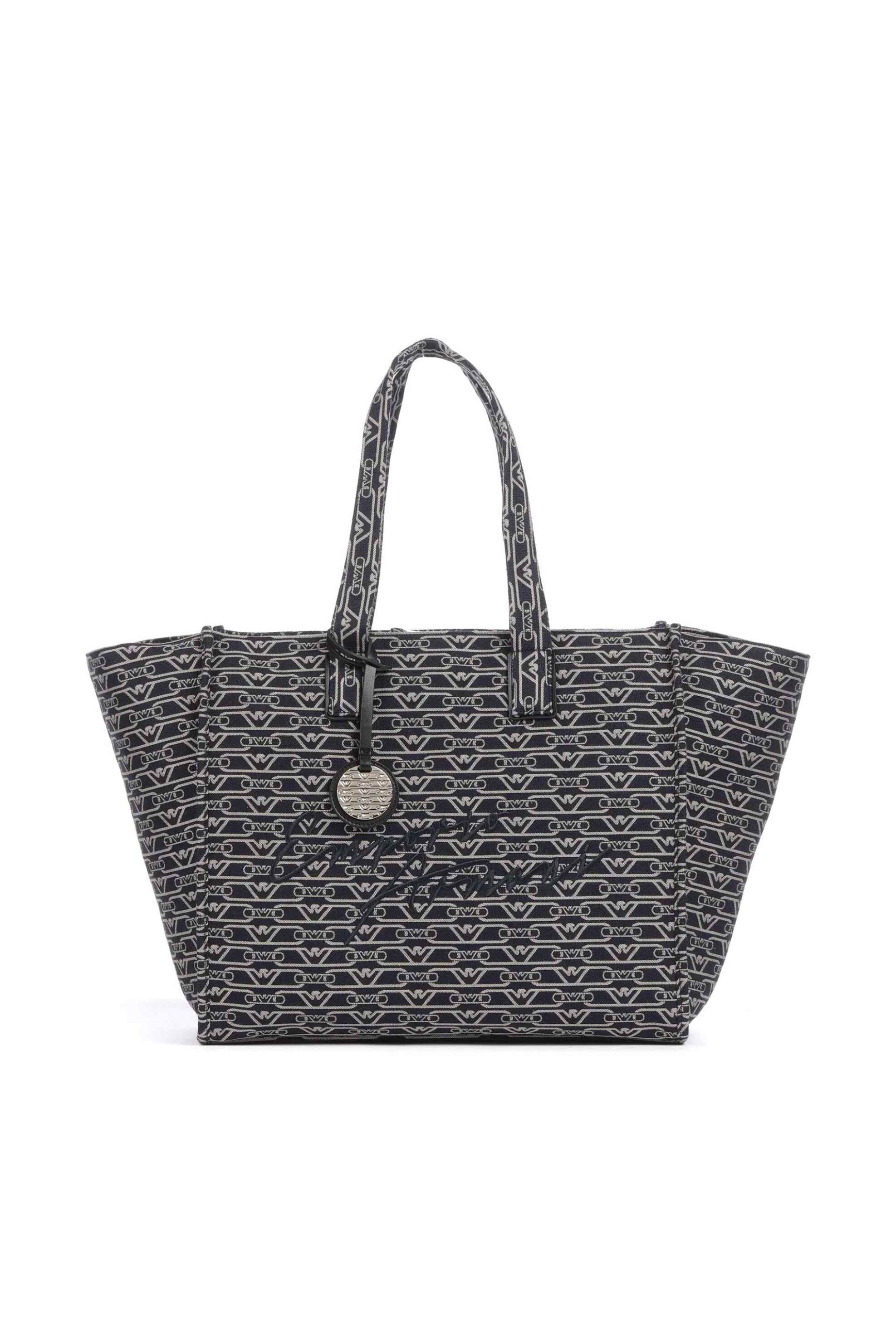 Emporio Armani γυναικεία υφασμάτινη τσάντα tote με all-over logo και κεντημένο λογότυπο - EW000561AF12993