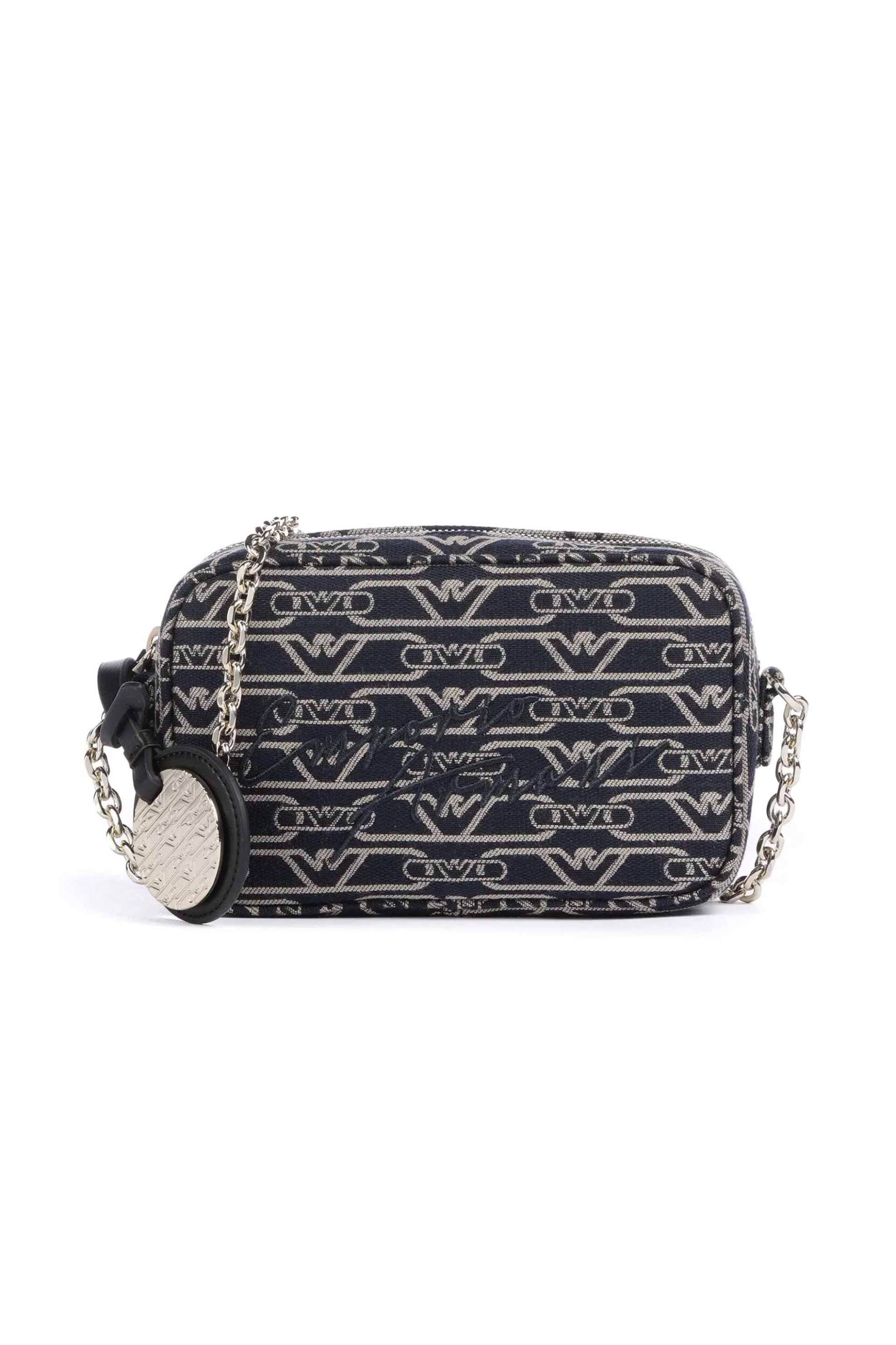 Emporio Armani γυναικεία υφασμάτινη τσάντα crossbody με all-over logo και κεντημένο λογότυπο - EW001891AF16095