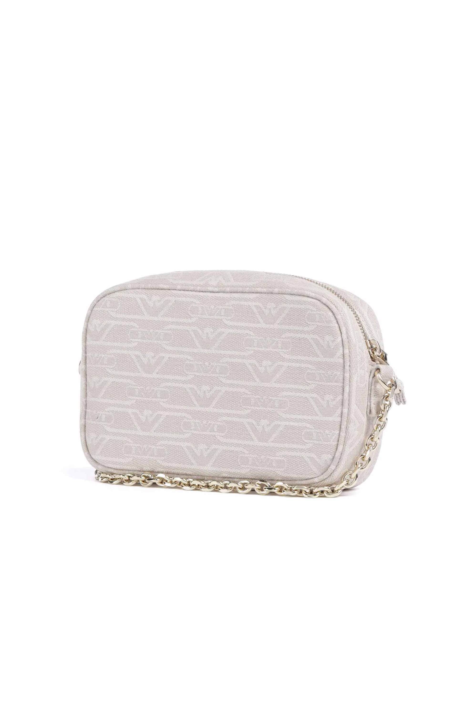 Emporio Armani γυναικεία υφασμάτινη τσάντα crossbody με all-over logo και κεντημένο λογότυπο - EW001891AF16095 Εκρού