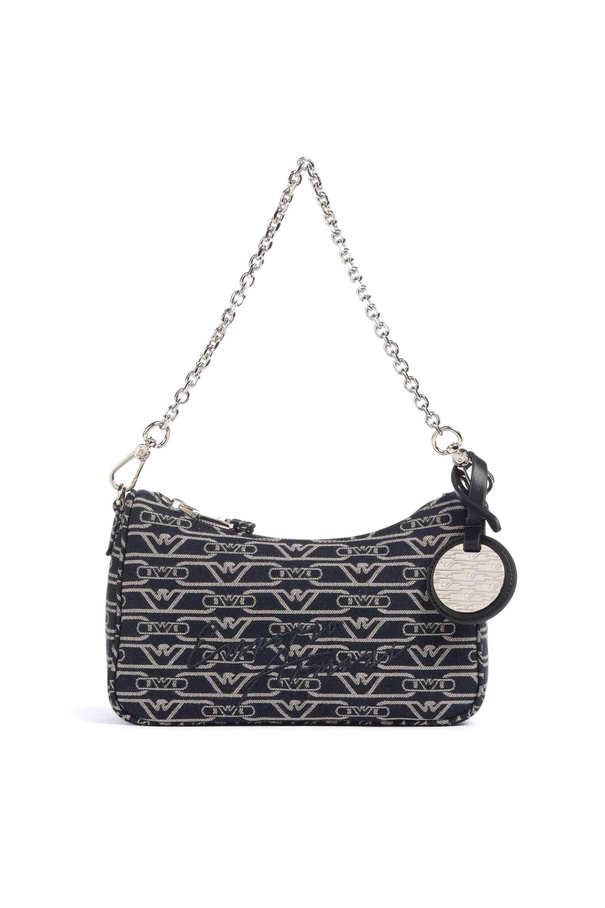 Emporio Armani γυναικεία υφασμάτινη τσάντα ώμου με all-over logo και κεντημένο λογότυπο - EW001892AF16095