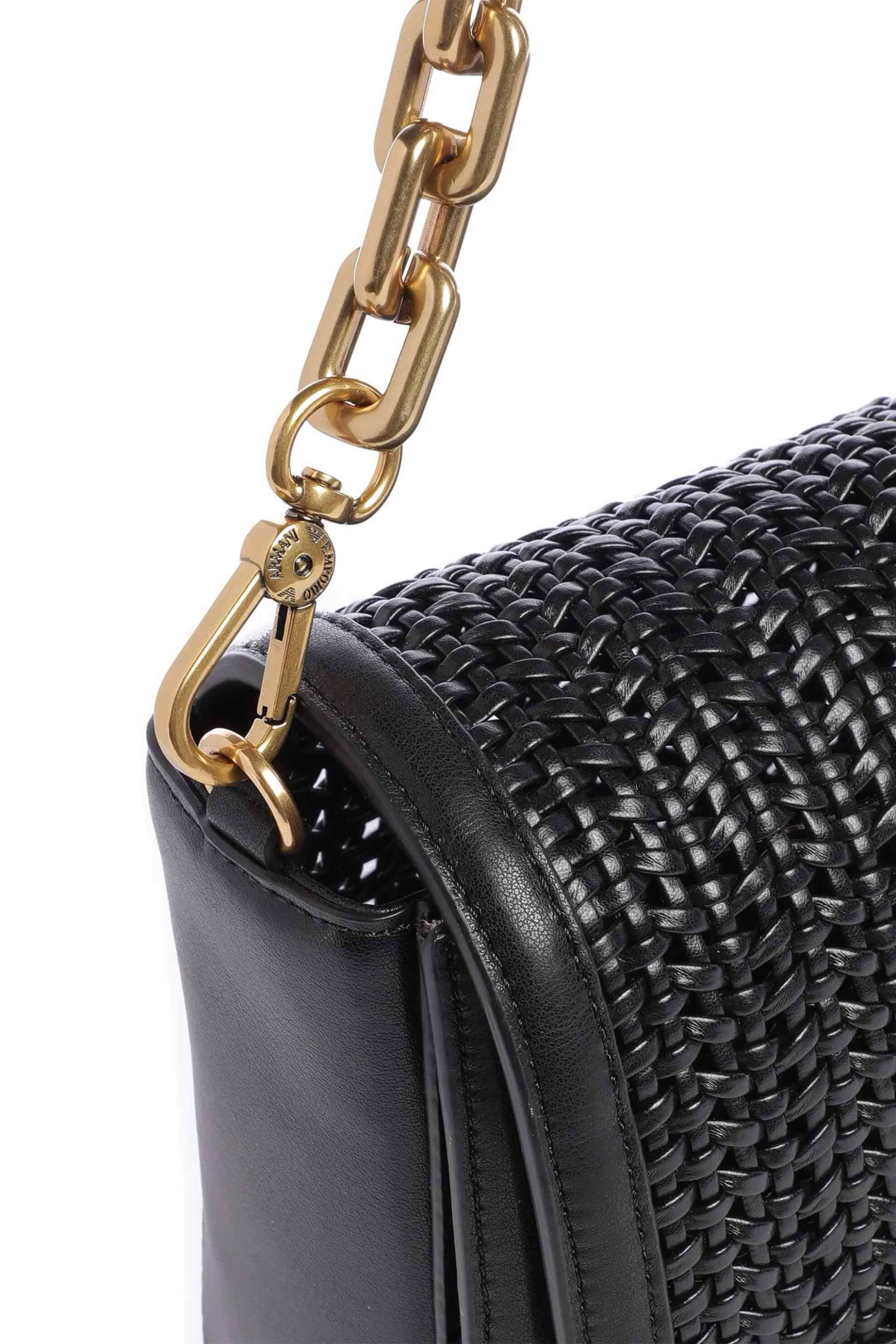 EMPORIO ARMANI Emporio Armani γυναικεία τσάντα ώμου με διάτρητο πλεκτό σχέδιο και μεταλλικό λογότυπο - EW001922AF15873 Μαύρο - 3