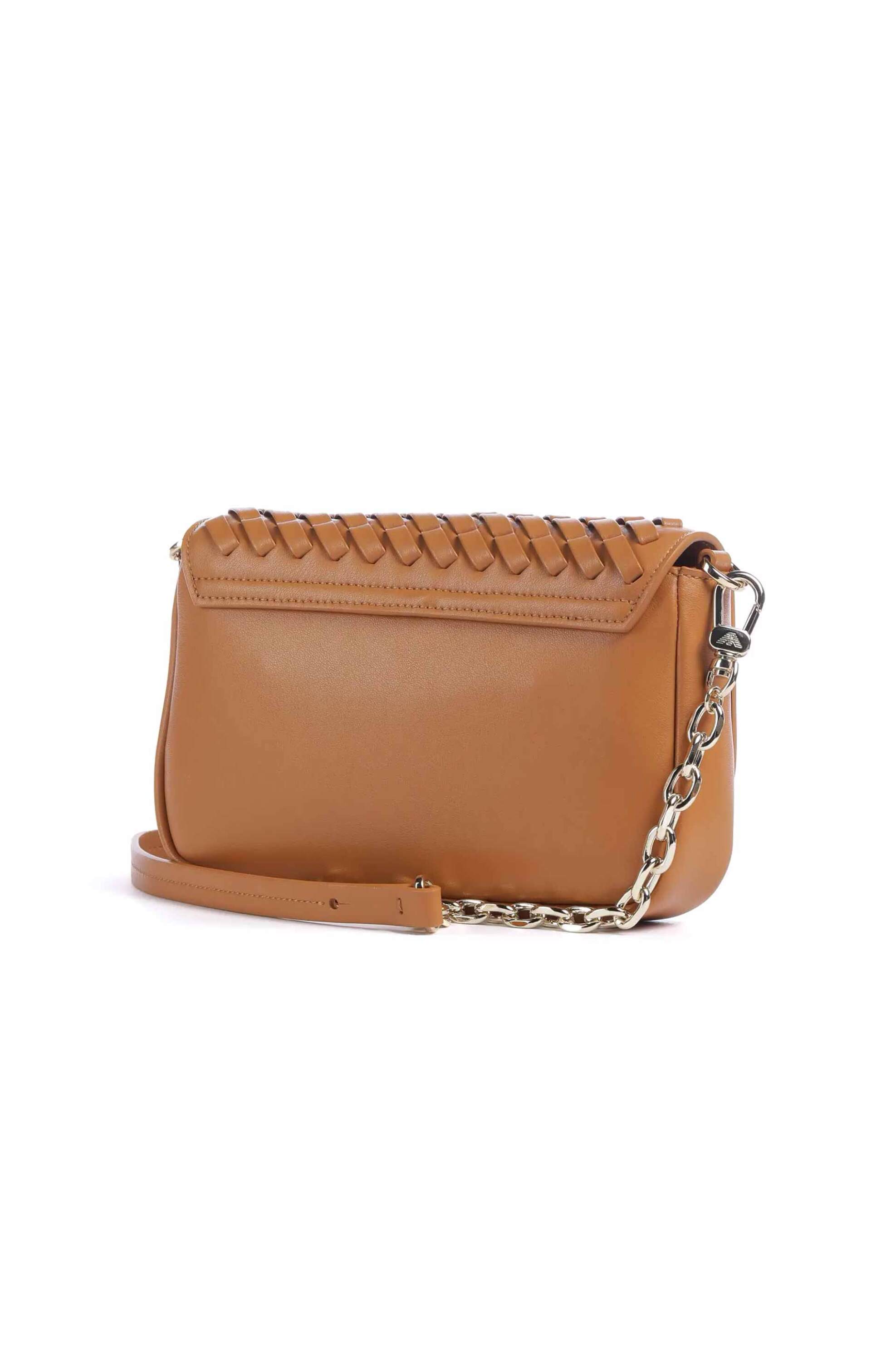 Emporio Armani γυναικεία δερμάτινη τσάντα crossbody με πλεκτό σχέδιο και λογότυπο - EW001923AF15874 Ταμπά
